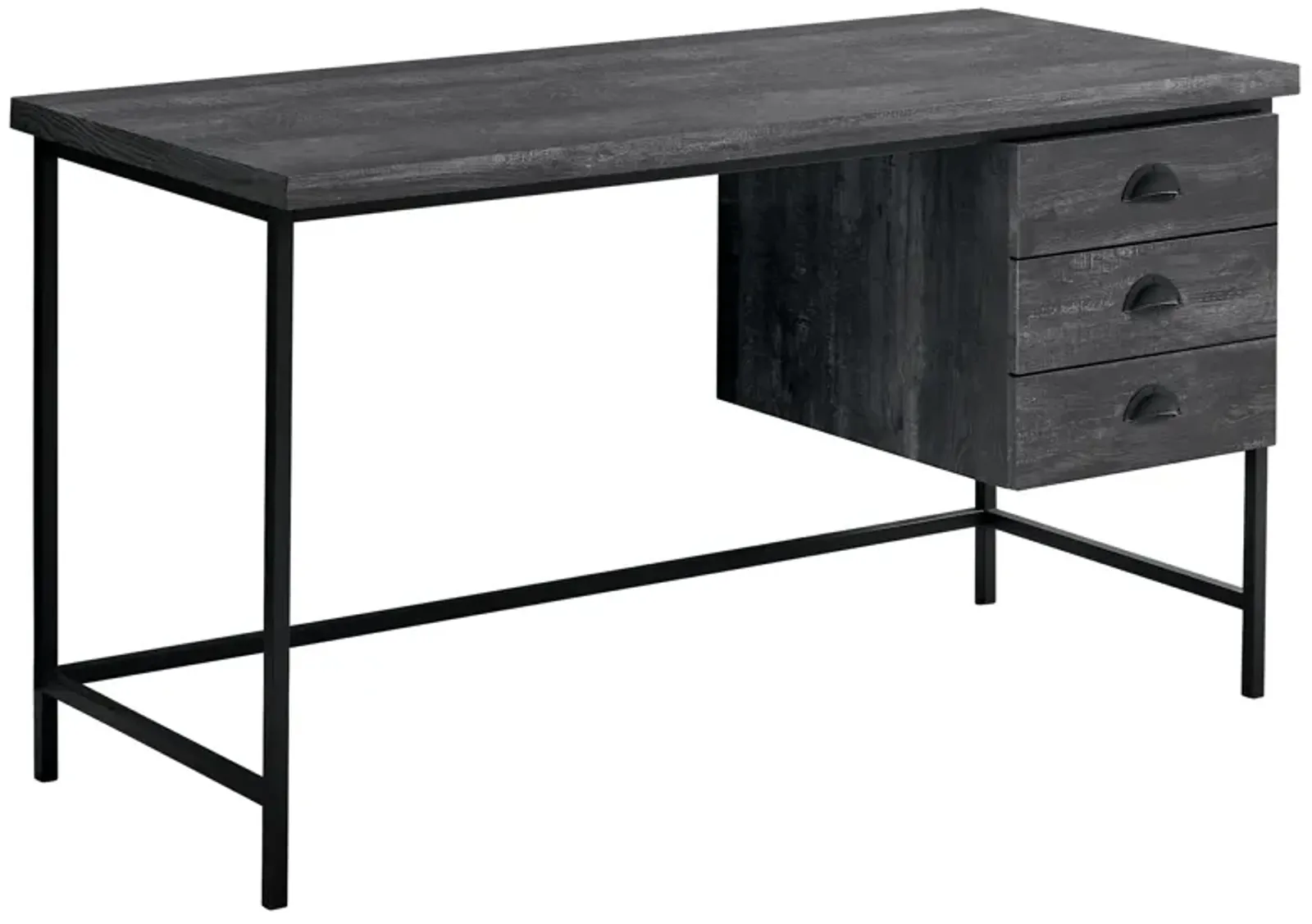 Computer Desk, Home Office, Laptop, Storage Drawers, 55"L, Work, Metal, Laminate, Black, Contemporary, Modern