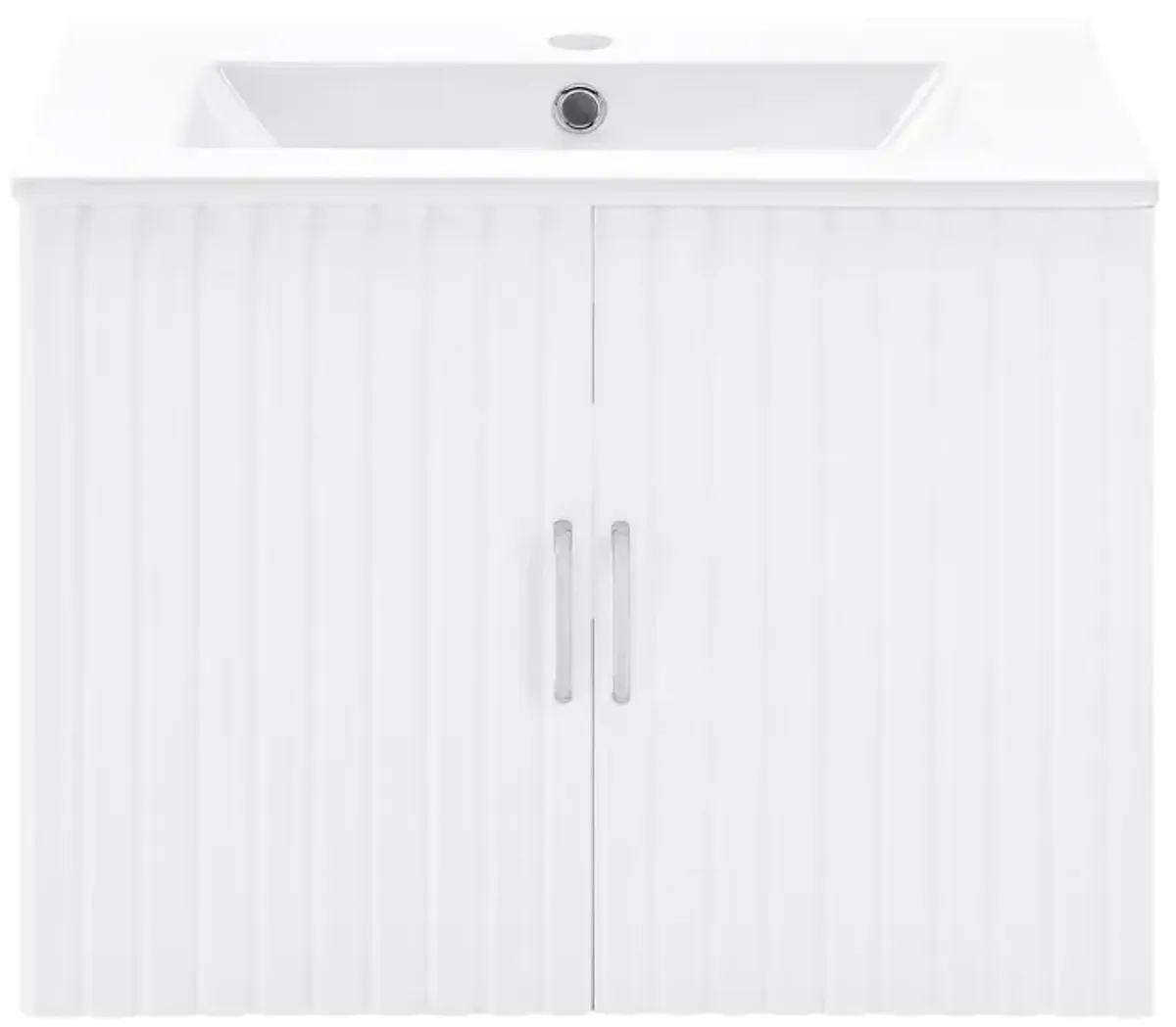 24" Floating Wall Mounted Bathroom Vanity With White Porcelain Sink And Soft Close Doors