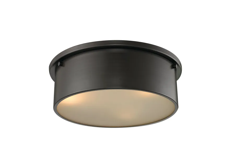 Simpson 14'' Wide 3-Light Bronze Flush Mount