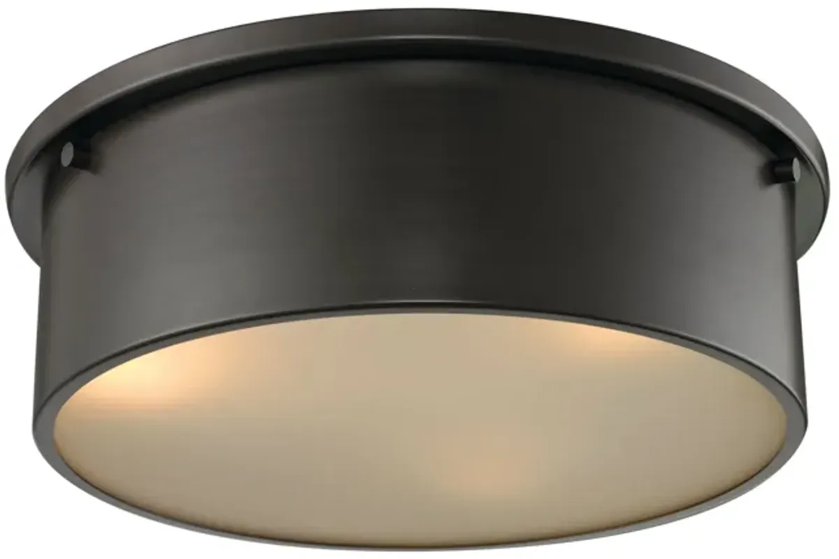 Simpson 14'' Wide 3-Light Bronze Flush Mount