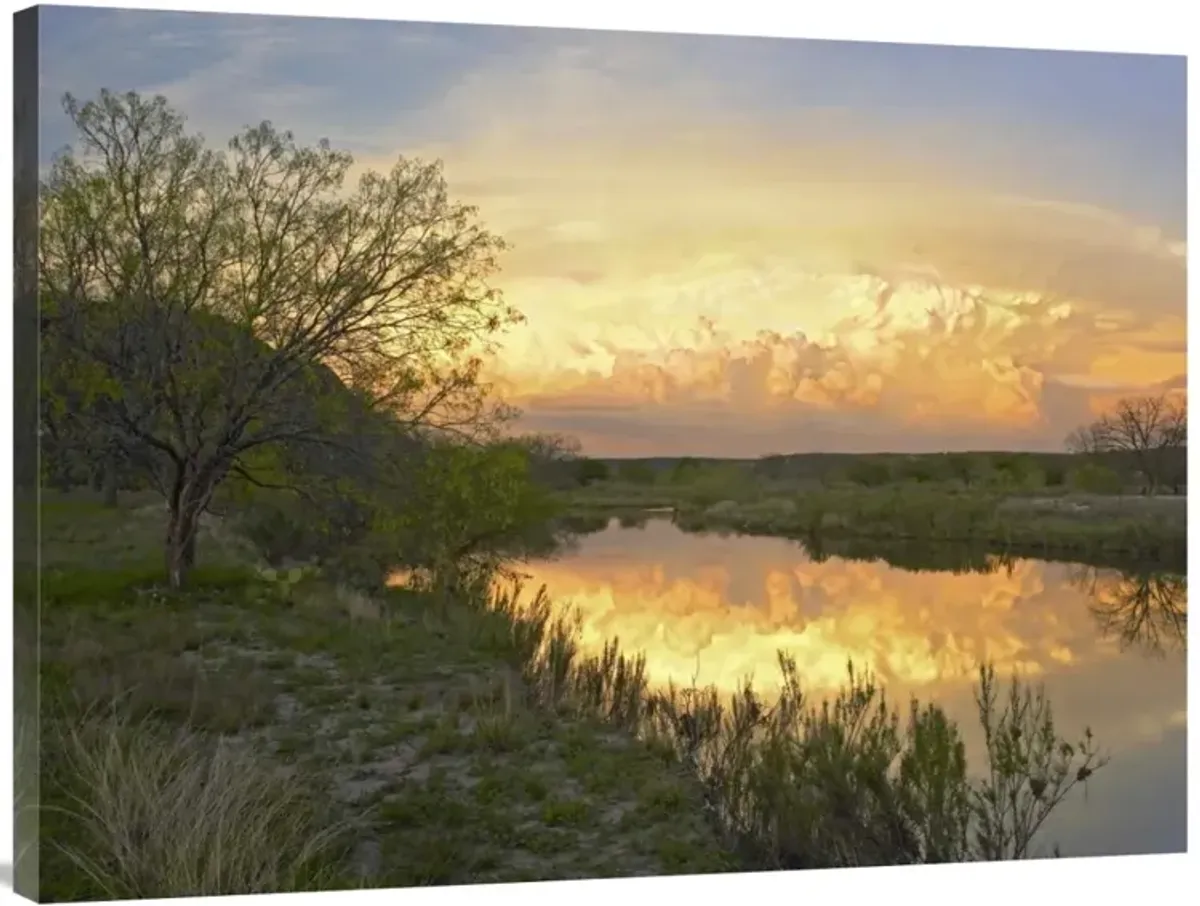 Storm clouds over South Llano River, South Llano River State Park, Texas-Canvas Art-40x30