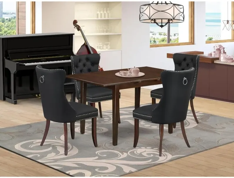 5 Piece Kitchen Table Set Contains a Rectangle Dining Table with Butterfly Leaf