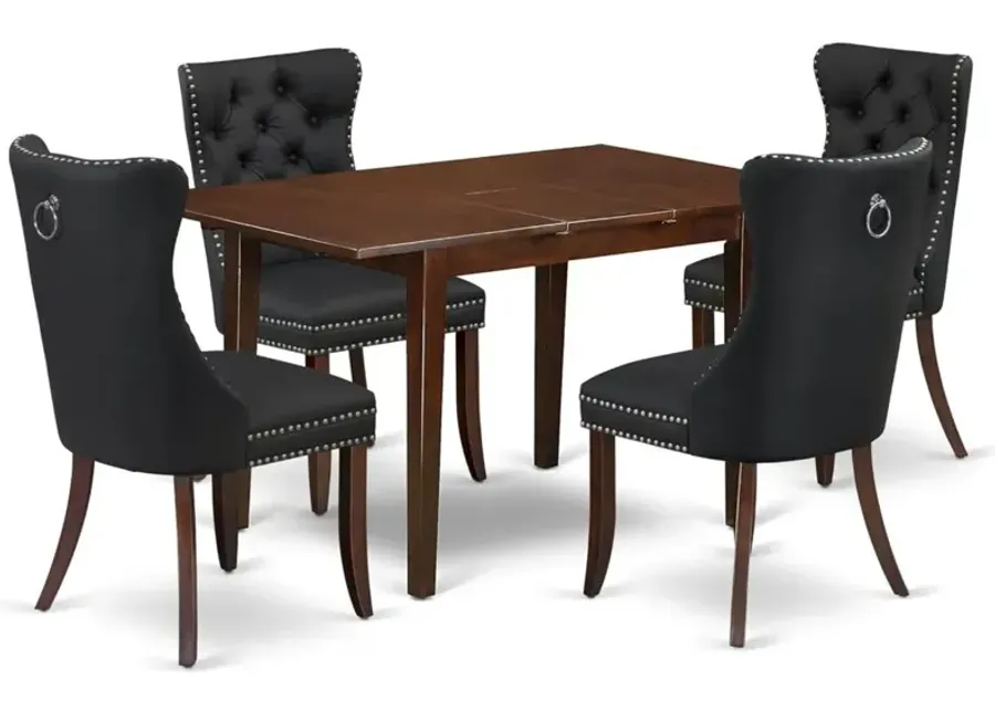 5 Piece Kitchen Table Set Contains a Rectangle Dining Table with Butterfly Leaf