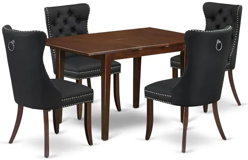 5 Piece Kitchen Table Set Contains a Rectangle Dining Table with Butterfly Leaf