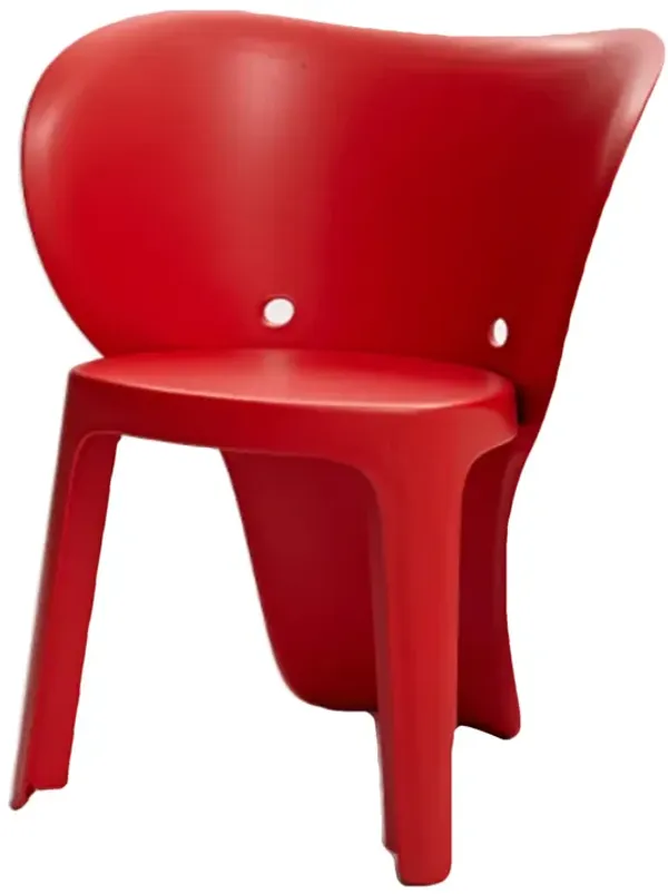 Fyna 16 Inch Kids Chair Set of 4, Curved Back, Elephant Trunk Design, Red - Benzara