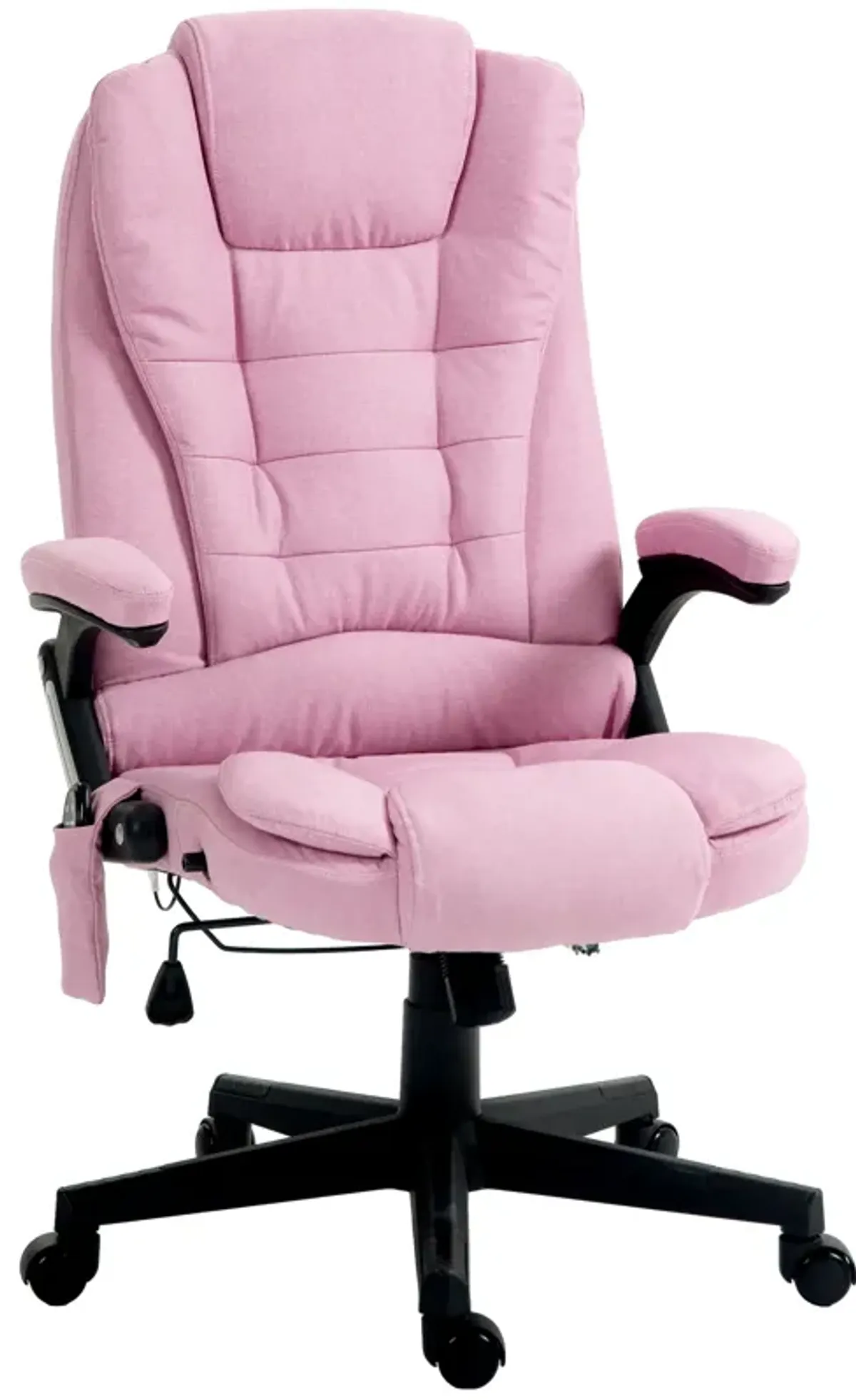 HOMCOM 6 Point Vibrating Massage Office Chair with Heat, Velvet High Back Executive Office Chair with Reclining Backrest, Padded Armrests and Remote, Pink