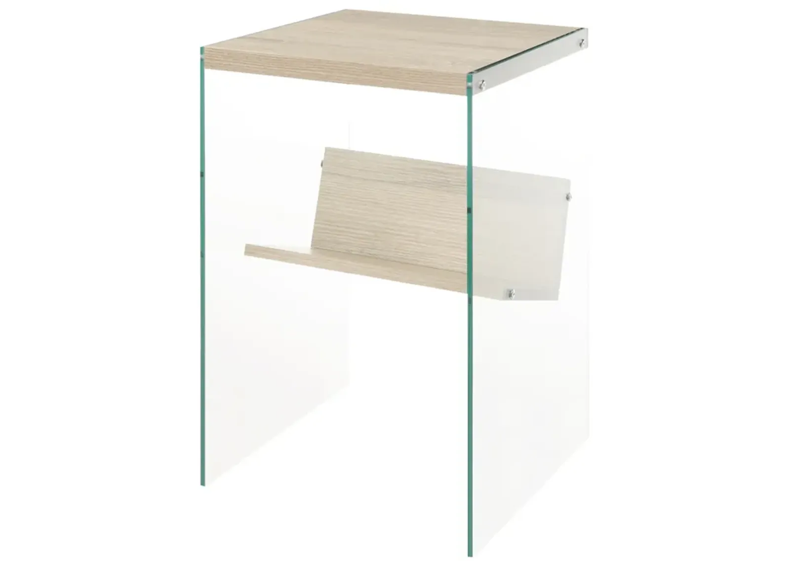 Convenience Concepts SoHo End Table, Weathered White / Glass