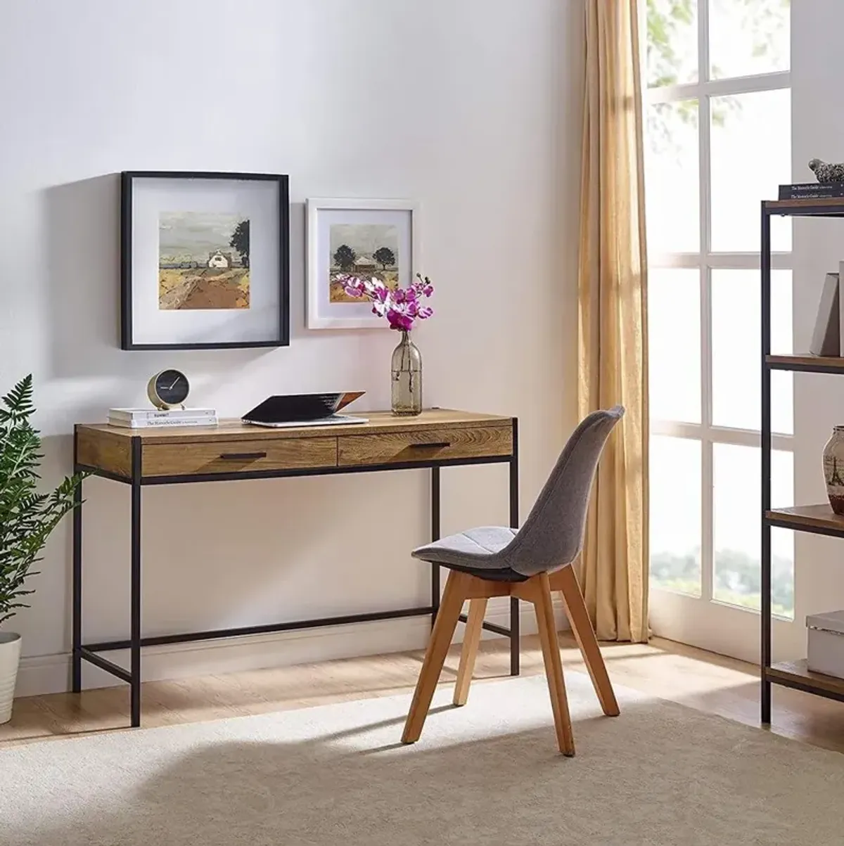 Caffoz 2 Drawer Writing Desk, Mahogany Brown