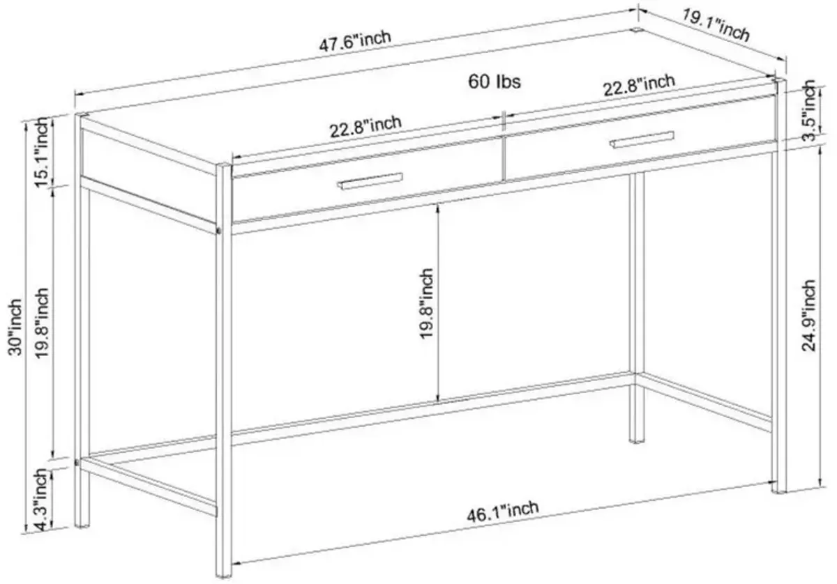 Caffoz 2 Drawer Writing Desk, Mahogany Brown