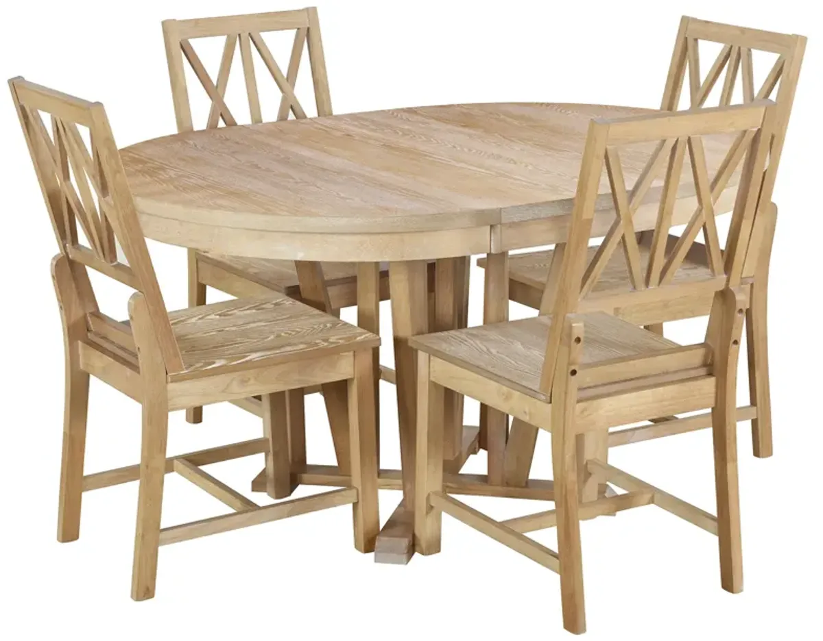 Rustic 5-Piece Extendable Dining Table Set