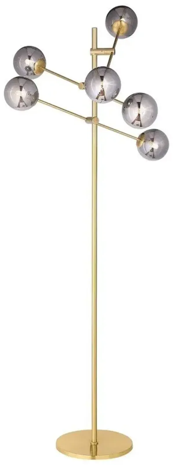 Exline 62-inch Molecular Smoked Orb Metal Floor Lamp Gold