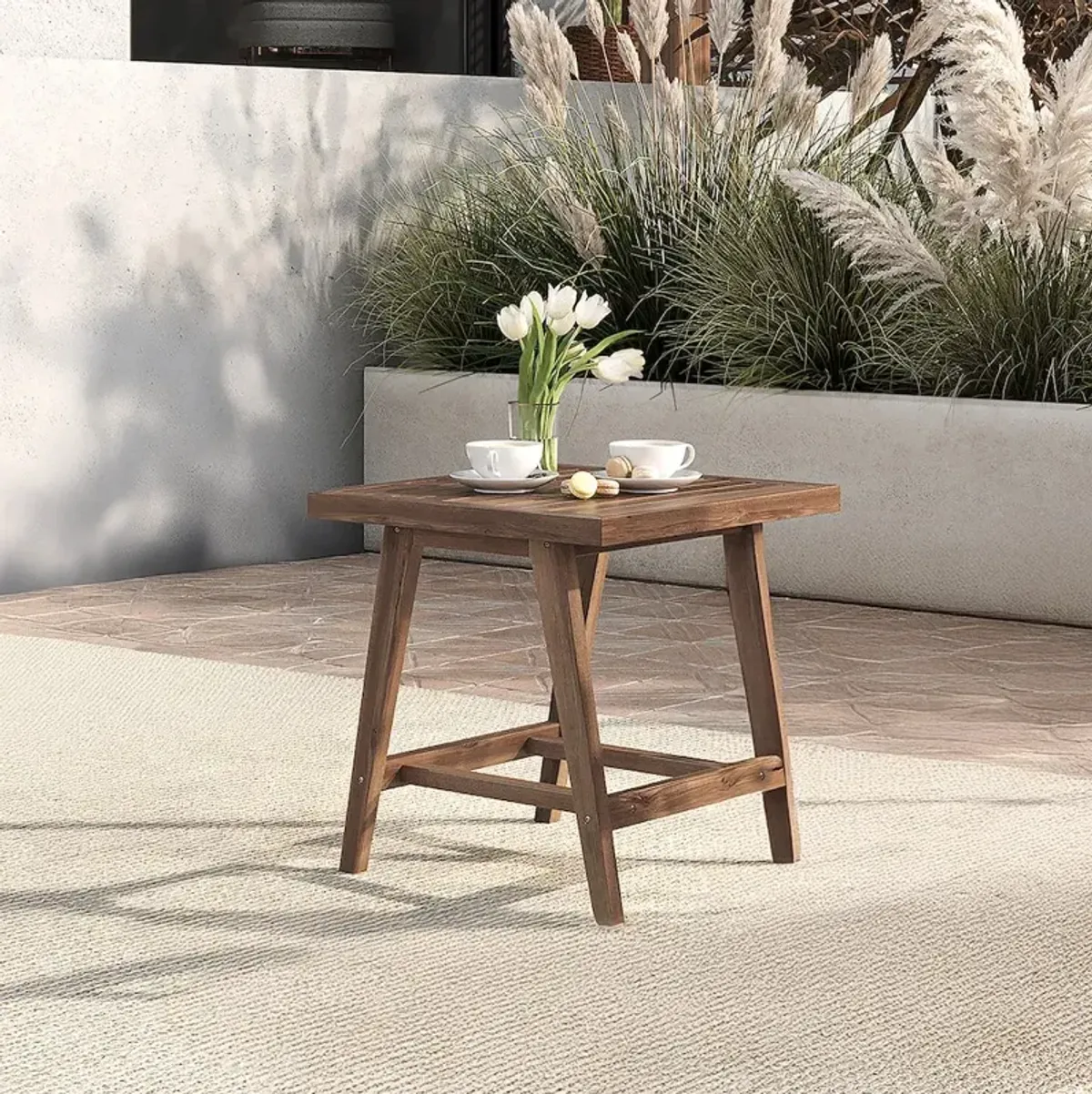 New Classic Furniture Ashton Wood Patio End Table in Natural