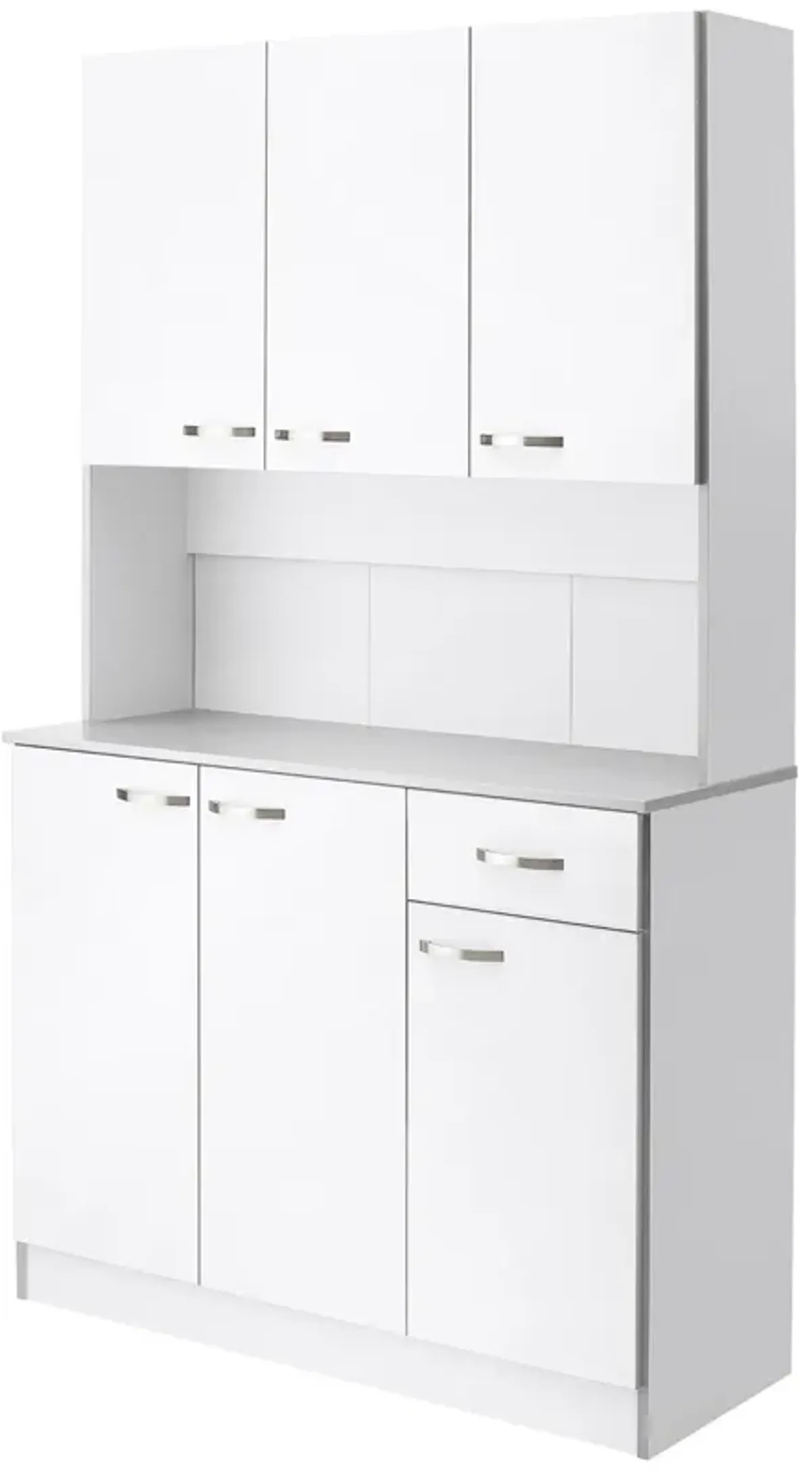 HOMCOM 71" Freestanding Buffet with Hutch, Kitchen Storage Cabinets, Pantry with 6 Doors, 3 Adjustable Shelves, and Drawer for Living Room, White