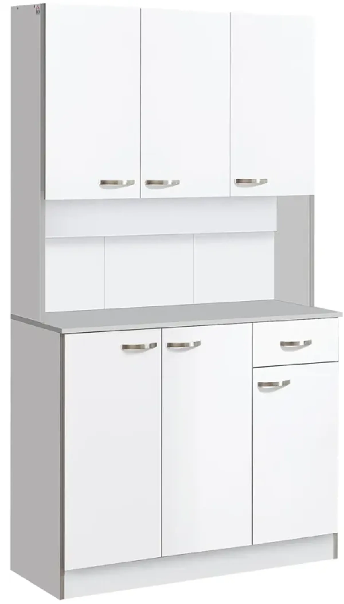 HOMCOM 71" Freestanding Buffet with Hutch, Kitchen Storage Cabinets, Pantry with 6 Doors, 3 Adjustable Shelves, and Drawer for Living Room, White