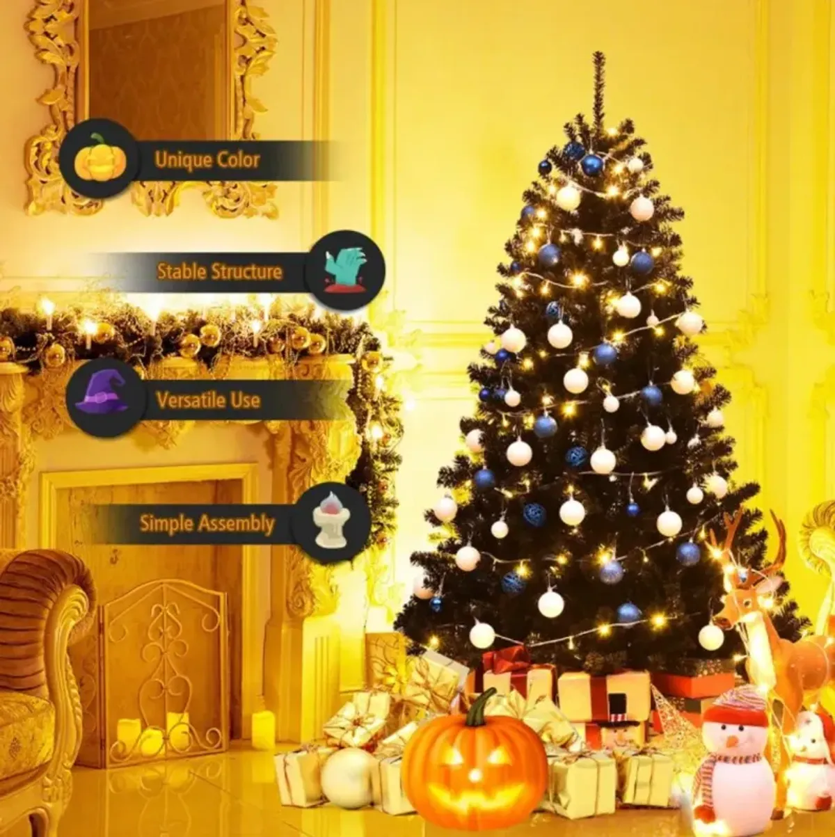 Hivvago 6 Feet Hinged Artificial Halloween Christmas Tree