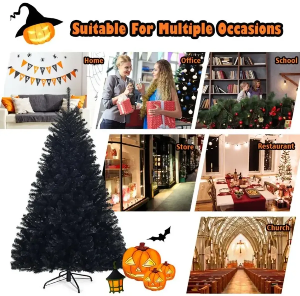 Hivvago 6 Feet Hinged Artificial Halloween Christmas Tree