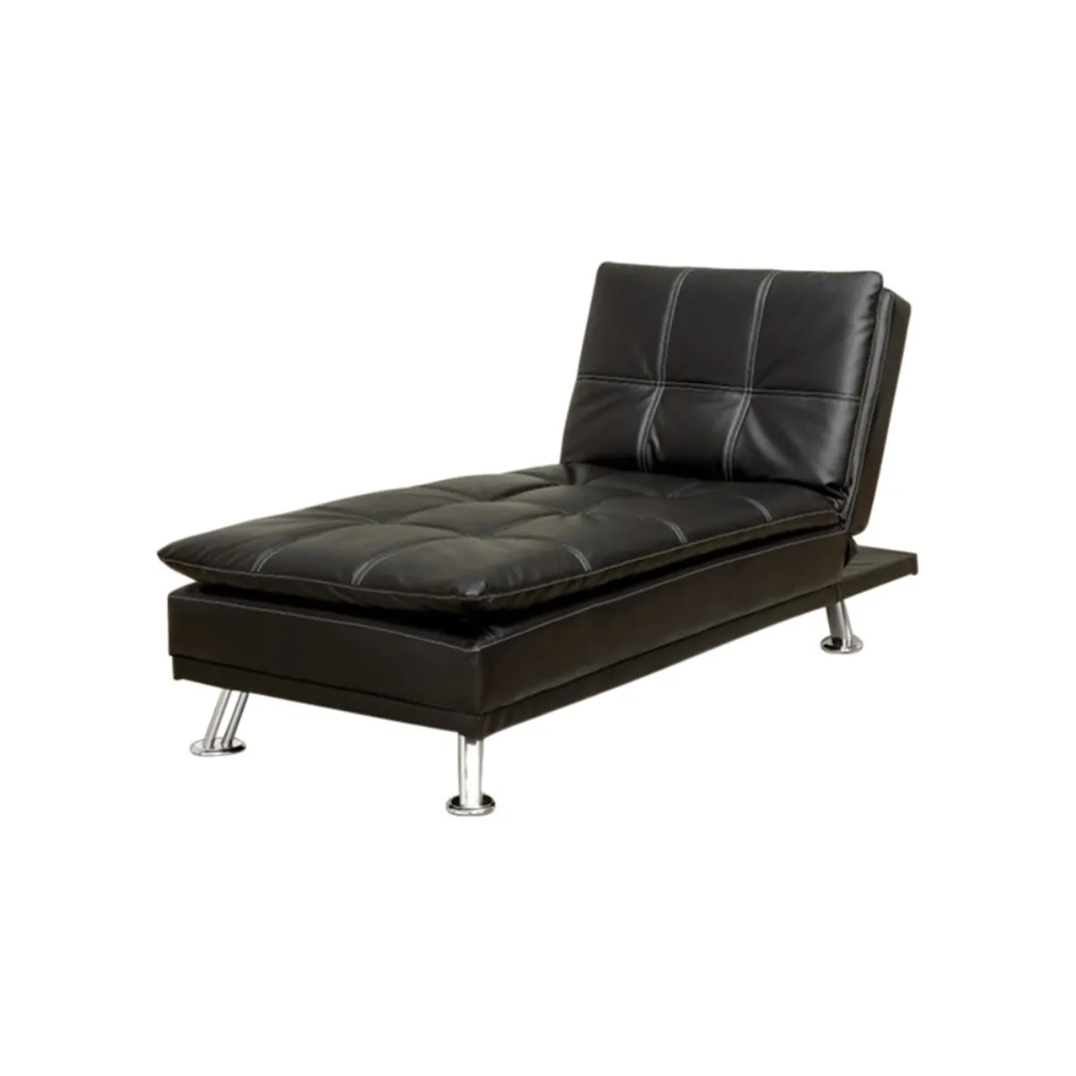 Modern Style Leatherette Chaise, Black-Benzara