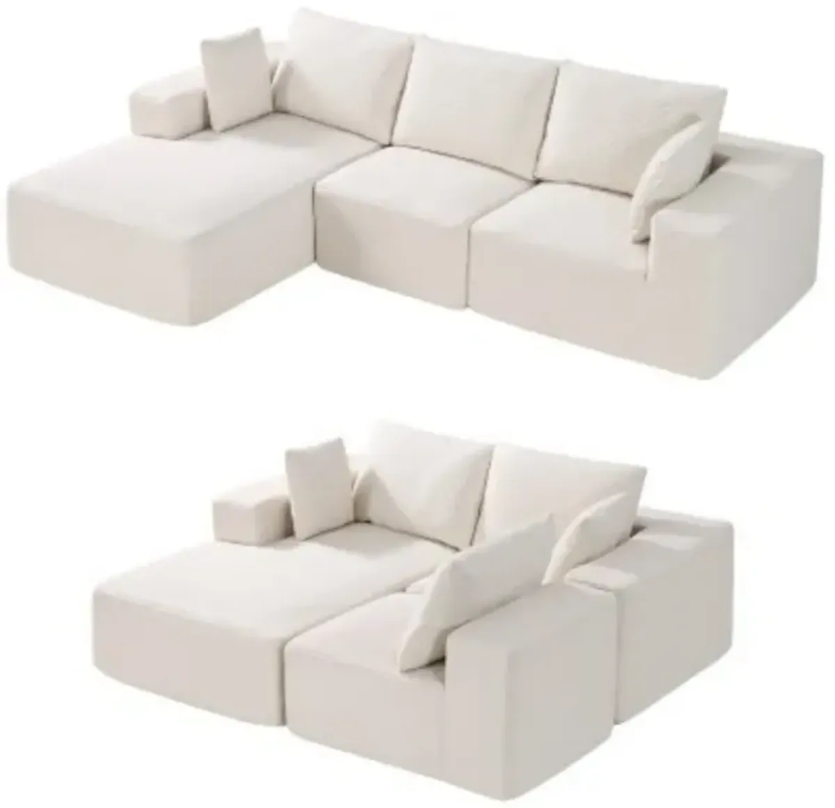 L-Shaped Modular Sectional Sofa – Cloud-Inspired Couch with Chaise and Removable Cushions, Cozy Seating for Living Room or Home