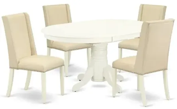 East West Furniture Dining Room Set Linen White