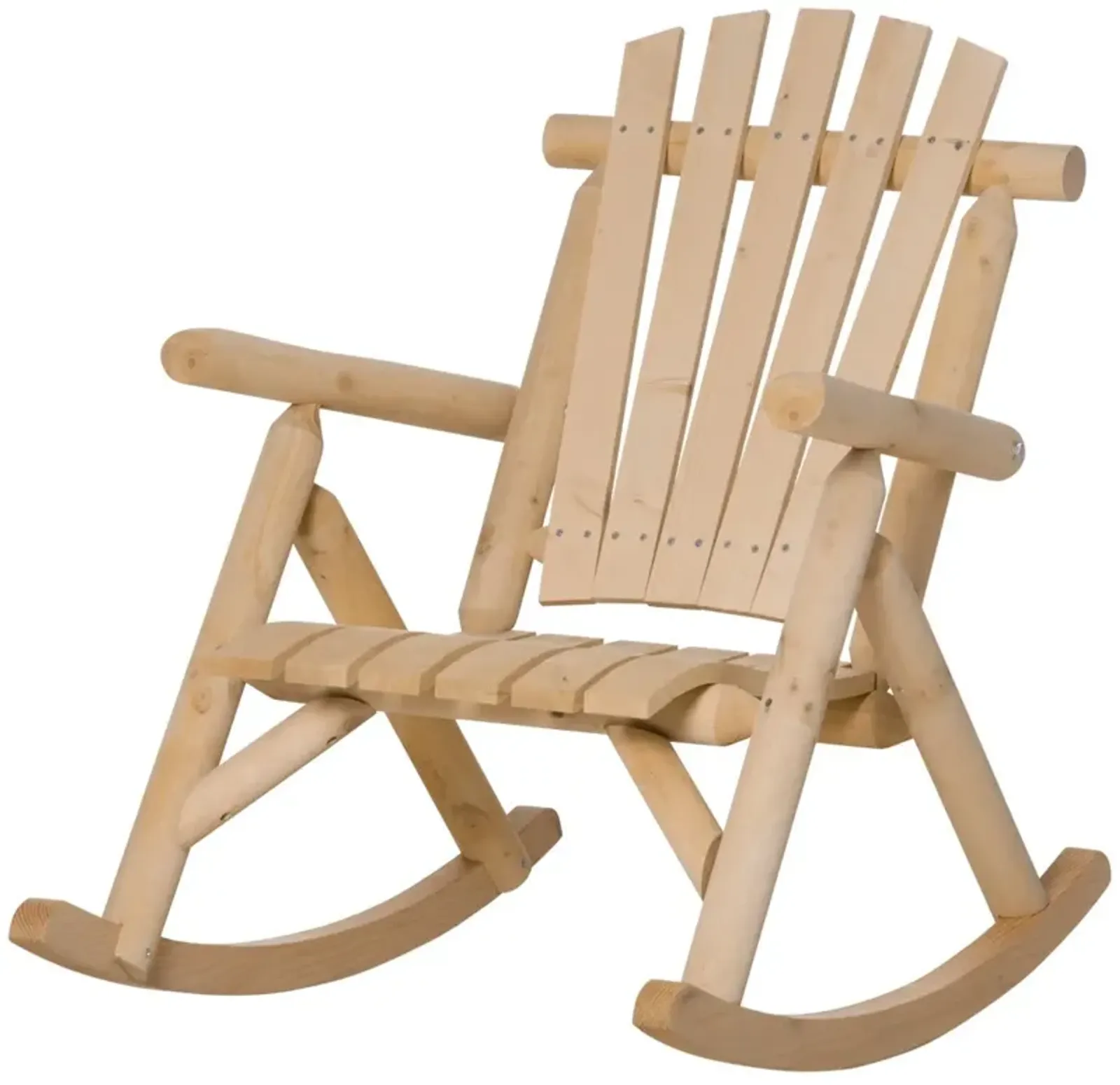 Natural Patio Rocker: Wooden Rustic Adirondack Log Chair