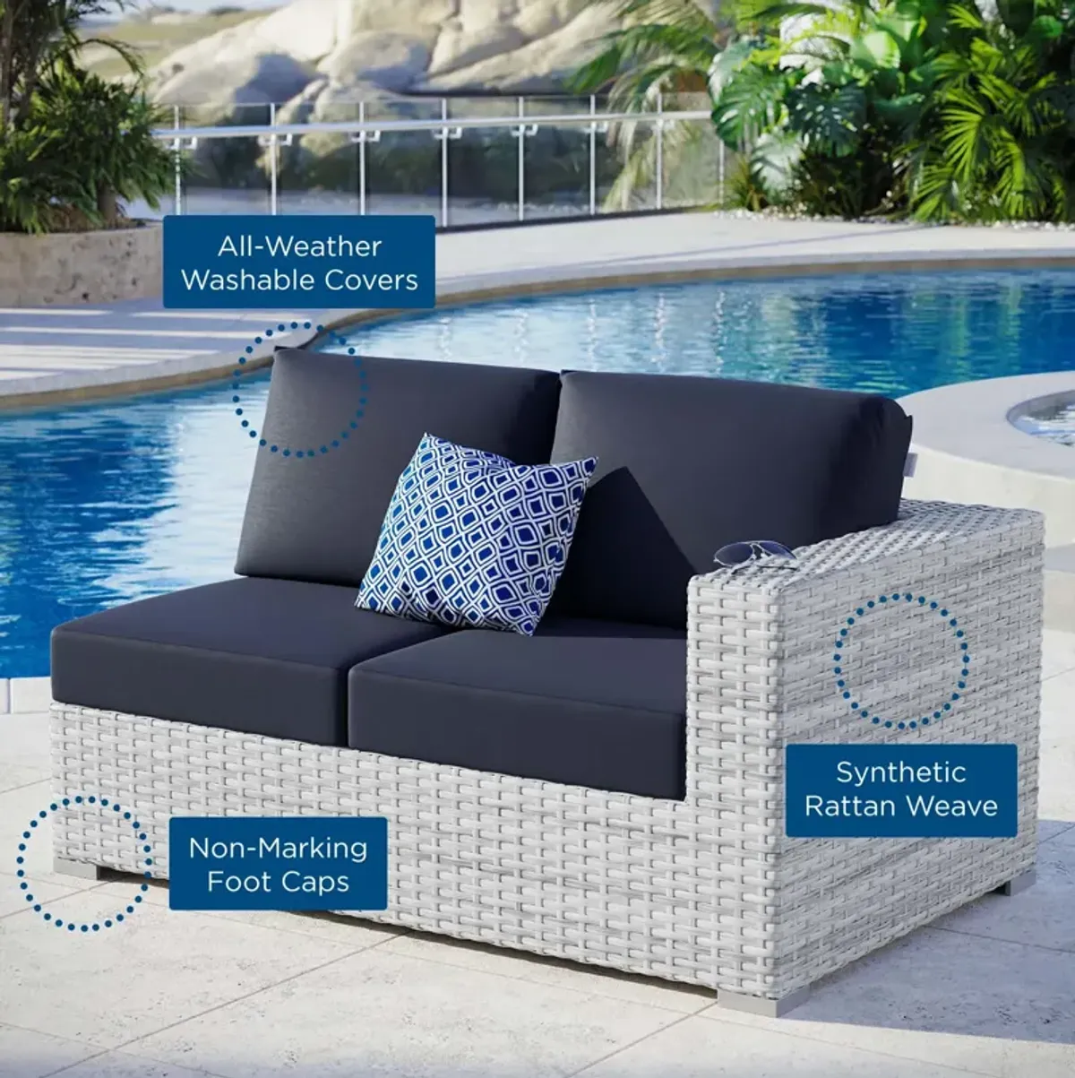 Modway - Convene Outdoor Patio Right-Arm Loveseat