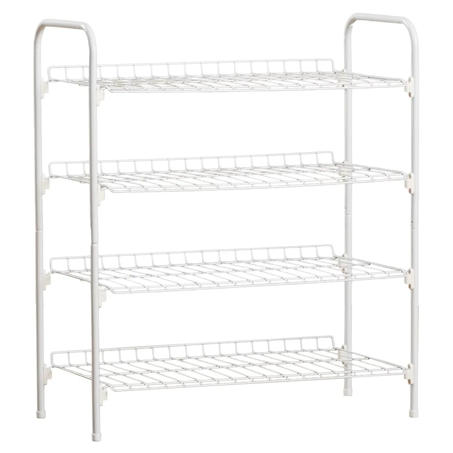 White Metal 4 Shelf Shoe Rack   Holds up to 9 Pair of Shoes