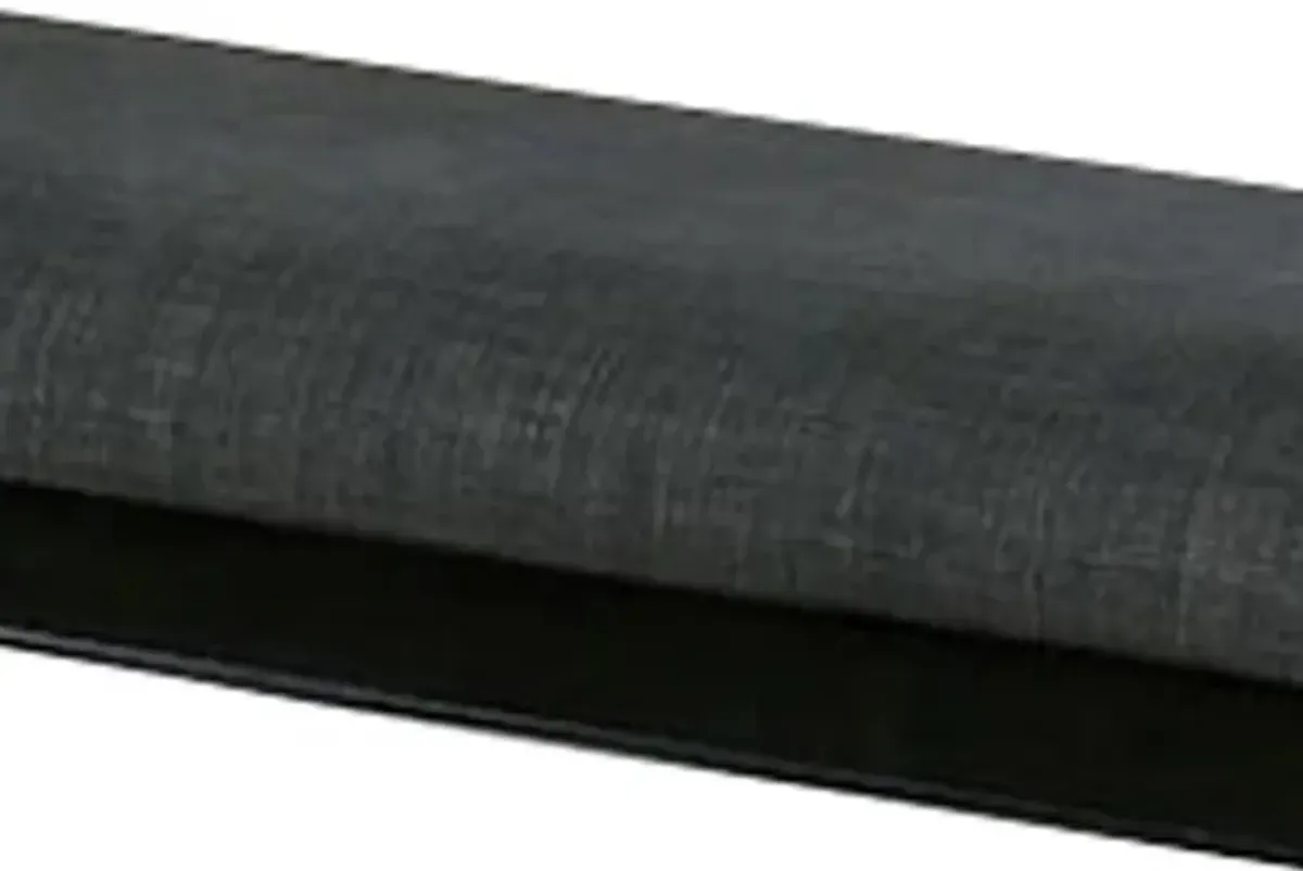 Fabric Seat Bench with Wooden Sleek Block Legs, Black and Gray-Benzara