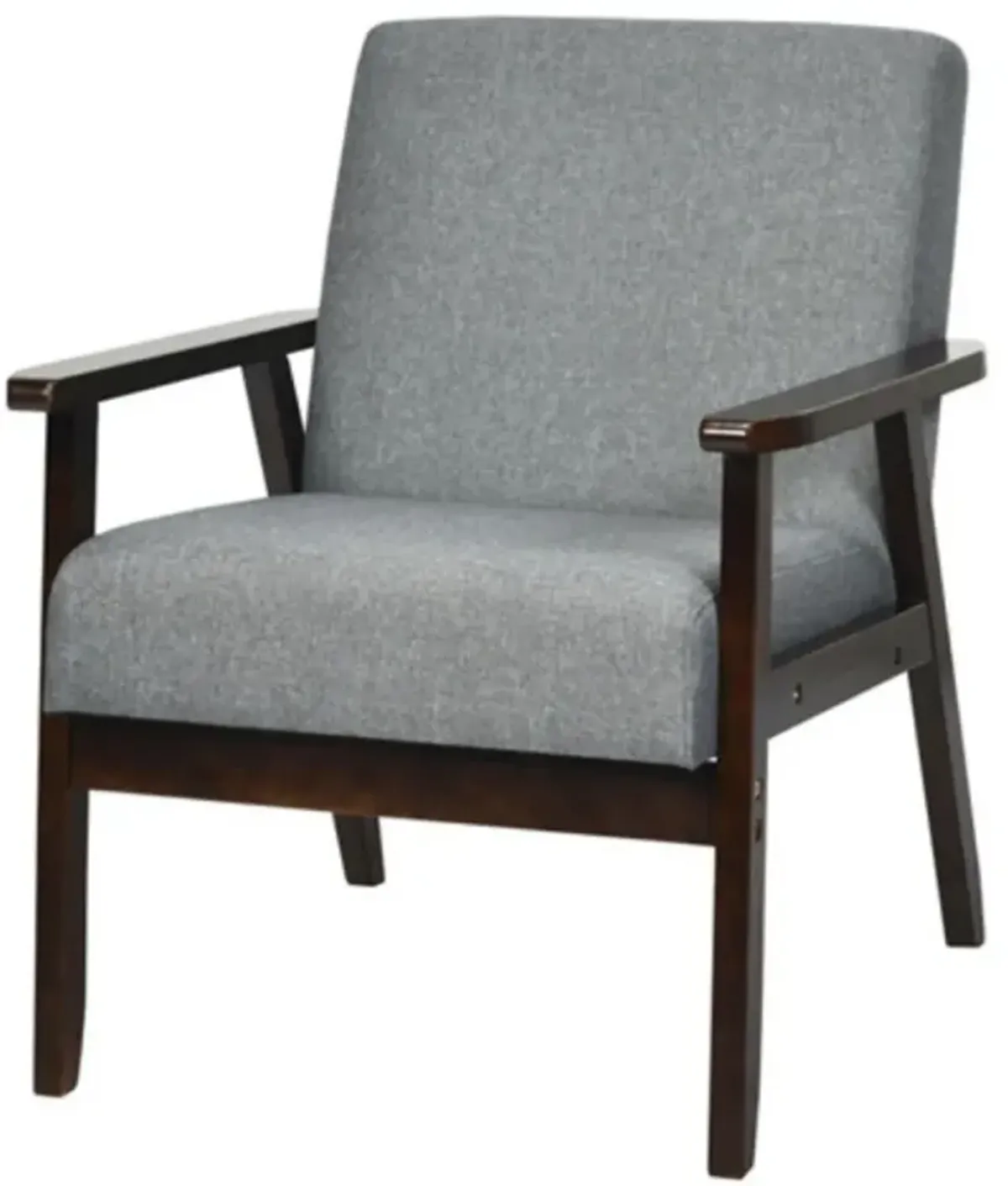 Classic Linen Accent Chair – Retro Modern Design with Wide Seat and Wood Frame for Any Room