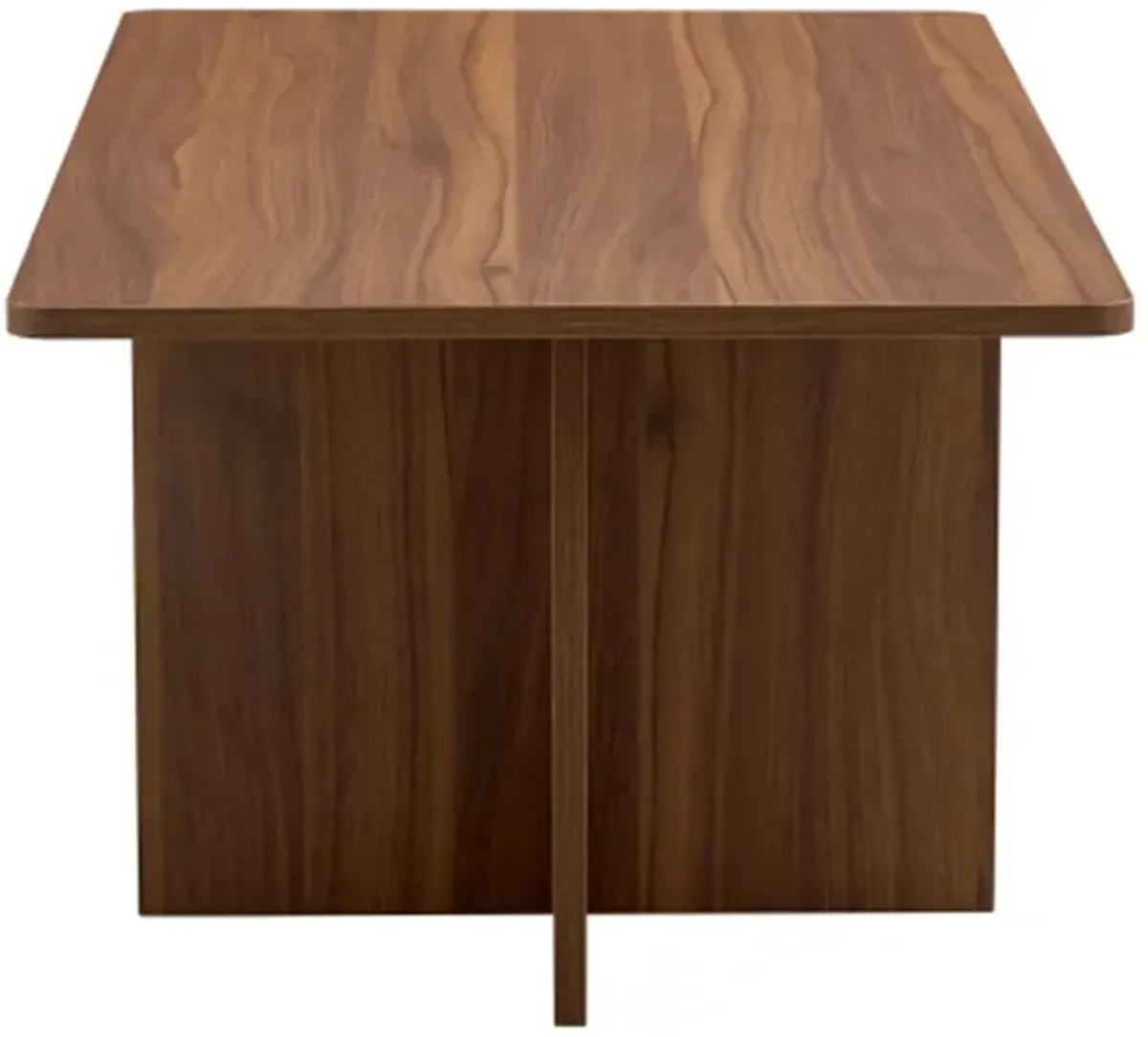 44.8" Modern Luxury Walnut Wood Grain MDF Coffee Table with Stable Triangular Base - Ideal for Living Rooms & Bedrooms