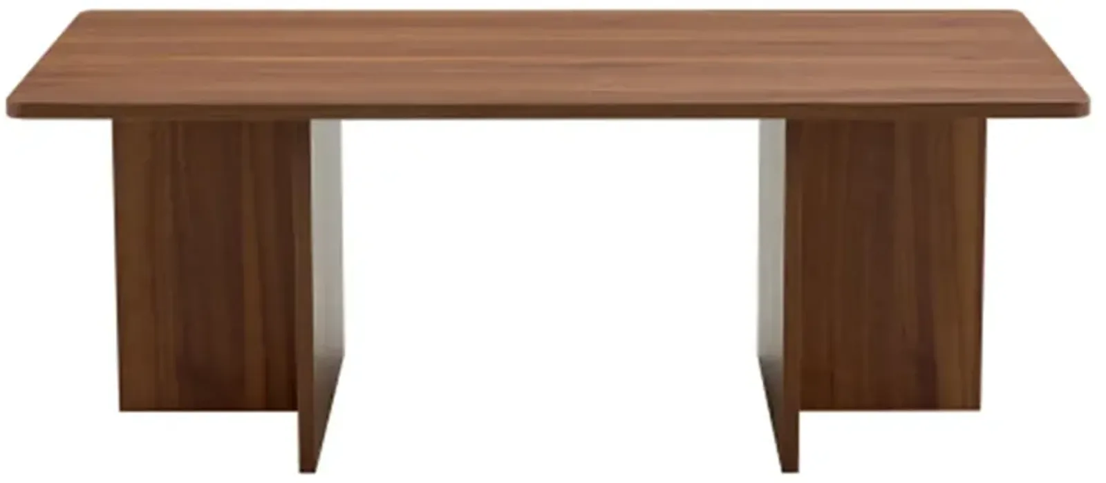 44.8" Modern Luxury Walnut Wood Grain MDF Coffee Table with Stable Triangular Base - Ideal for Living Rooms & Bedrooms