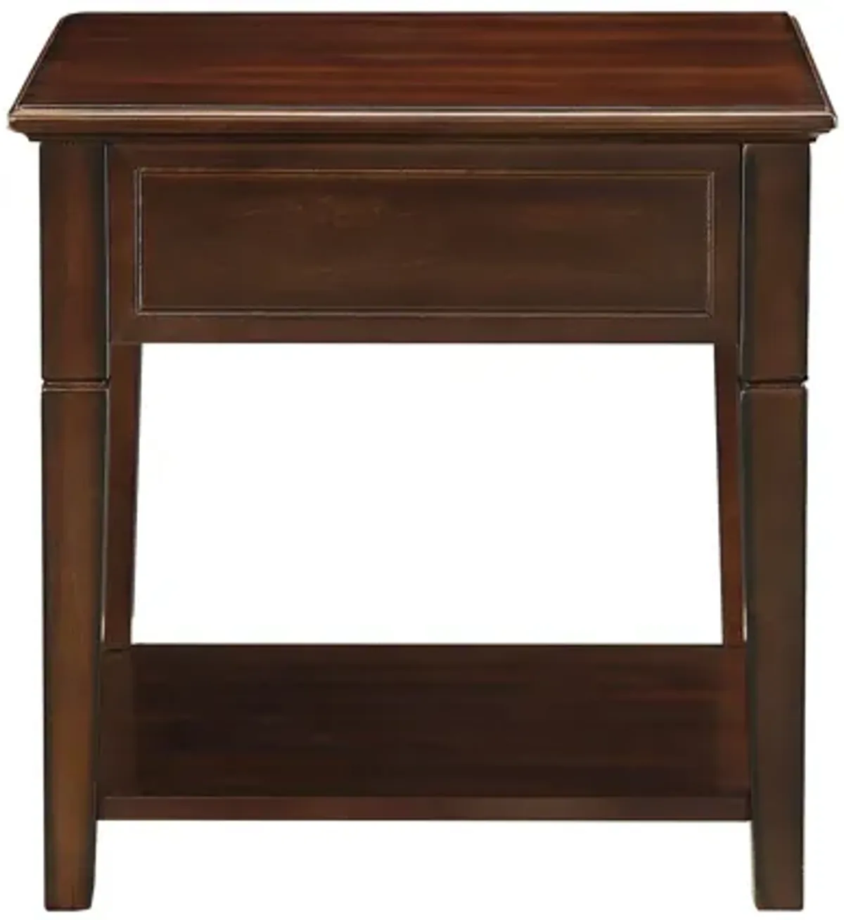 Hivvago 24" Walnut Wood Rectangular End Table With Drawer And Shelf