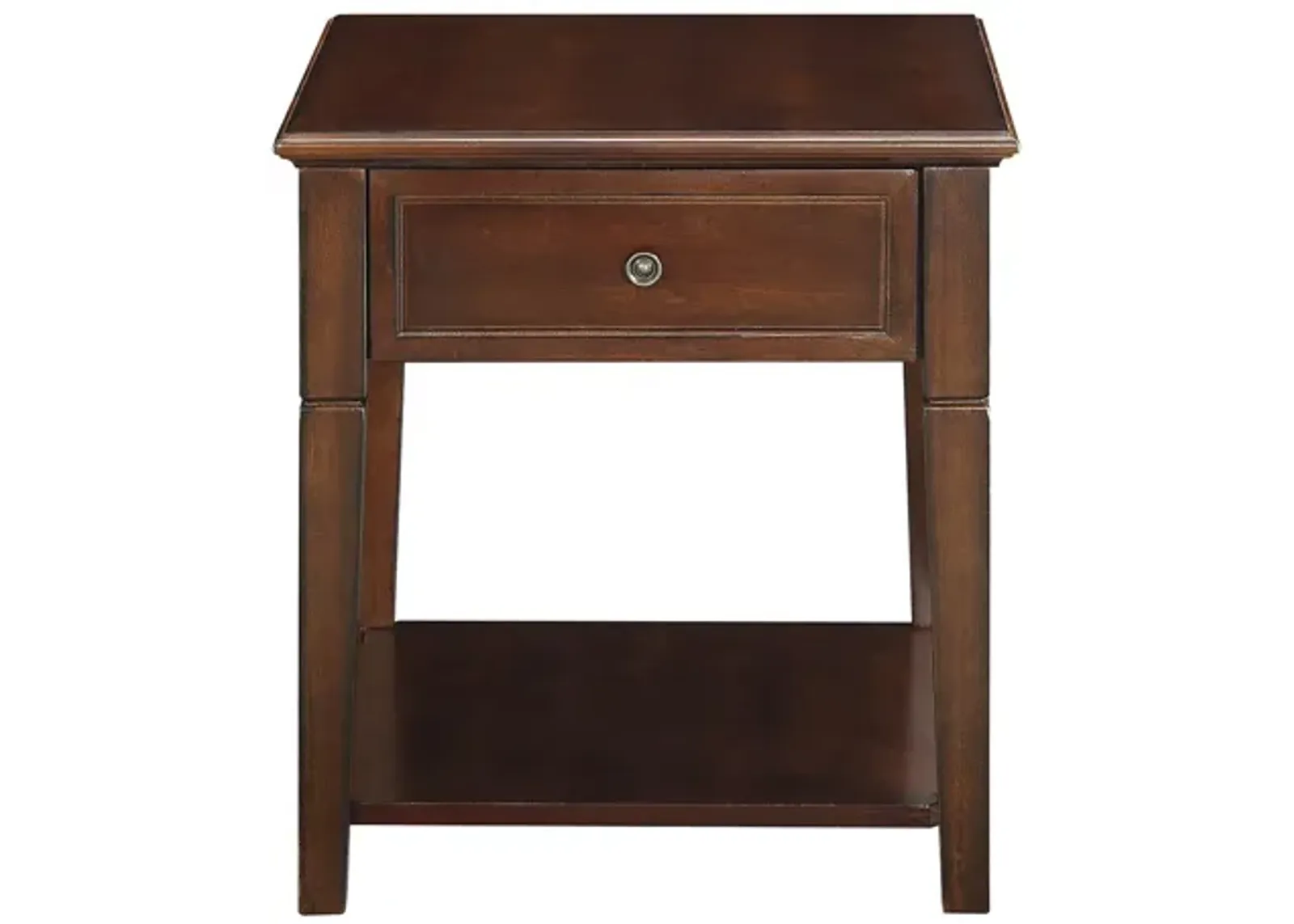 Homezia 24" Walnut Wood Rectangular End Table With Drawer And Shelf