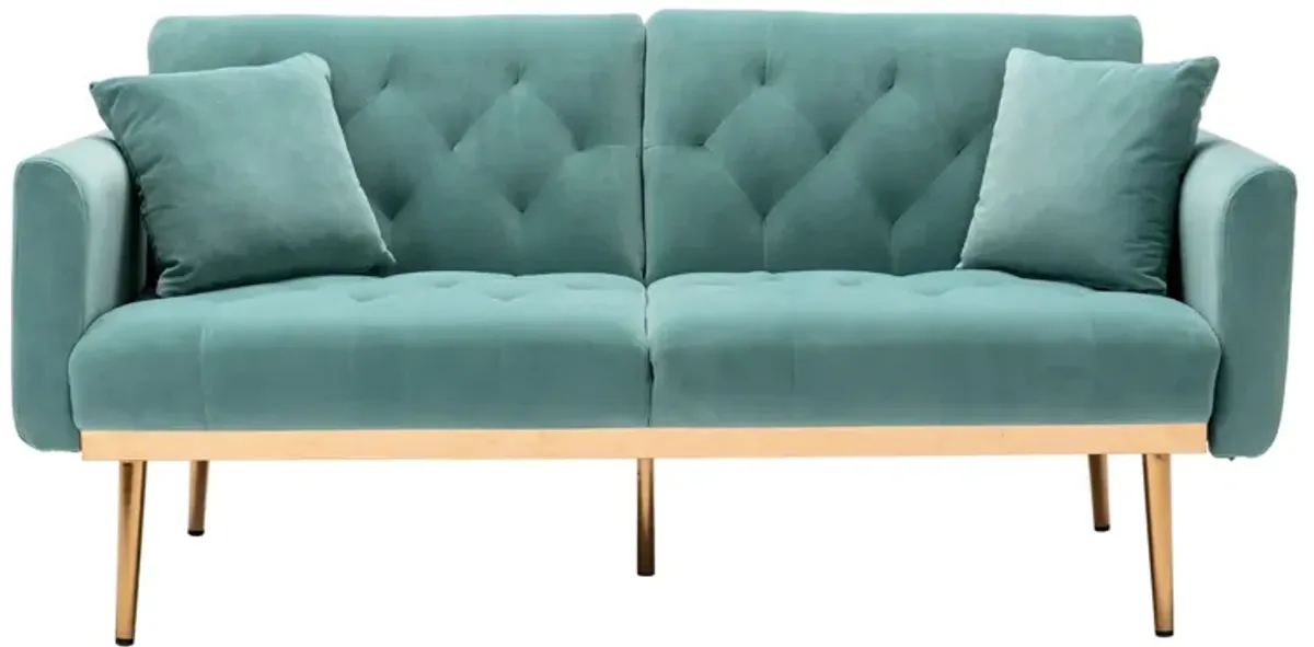 Velvet Loveseat Sofa with Metal Feet