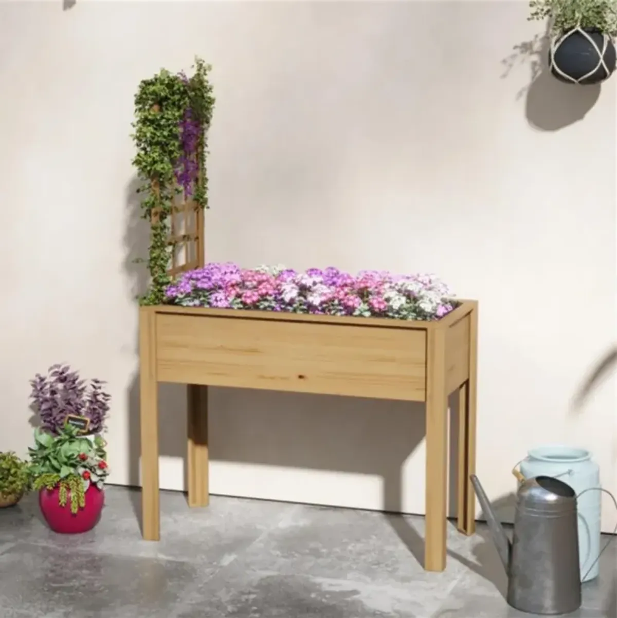 Wooden Planter, Flower Shelf & Wood Planter Box Multi-Tier Plant Stand for Indoor & Outdoor Gardening