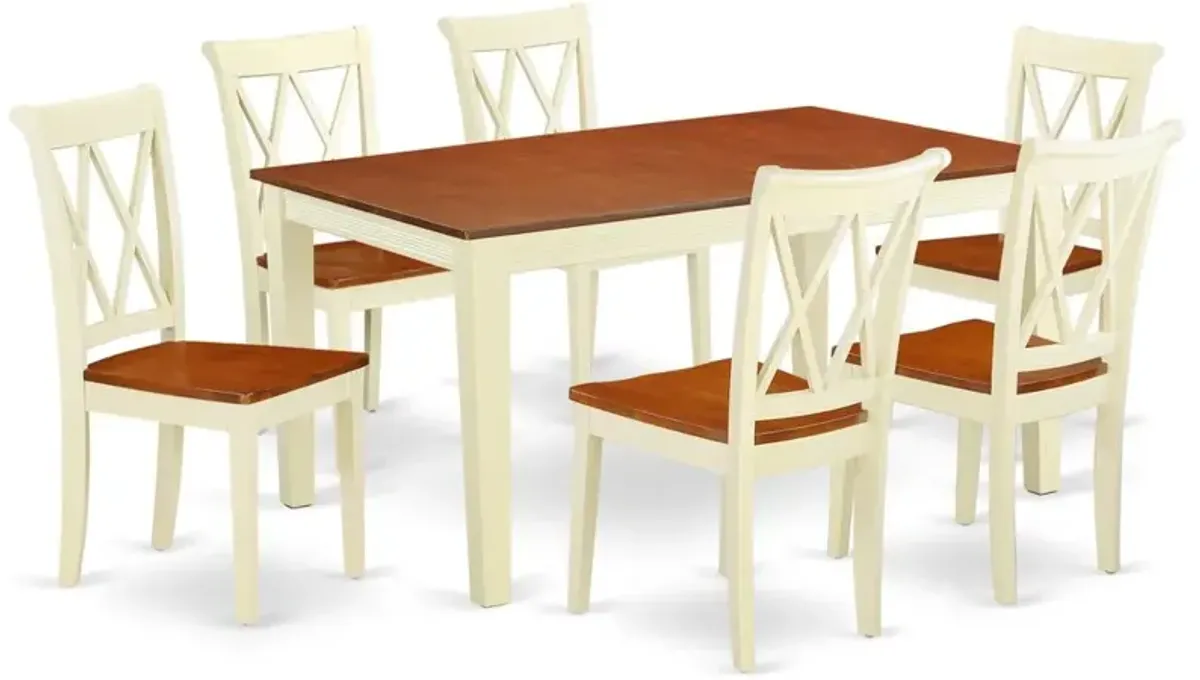 Dining Room Set Buttermilk & Cherry, NICL7-BMK-W