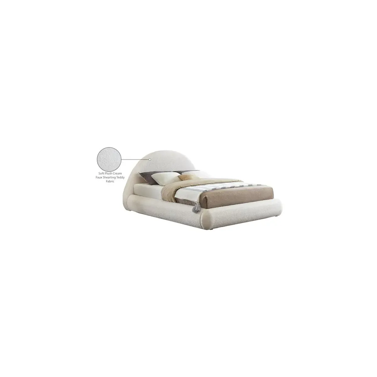 Meridian Furniture Rudy Cream Teddy Fabric King Bed