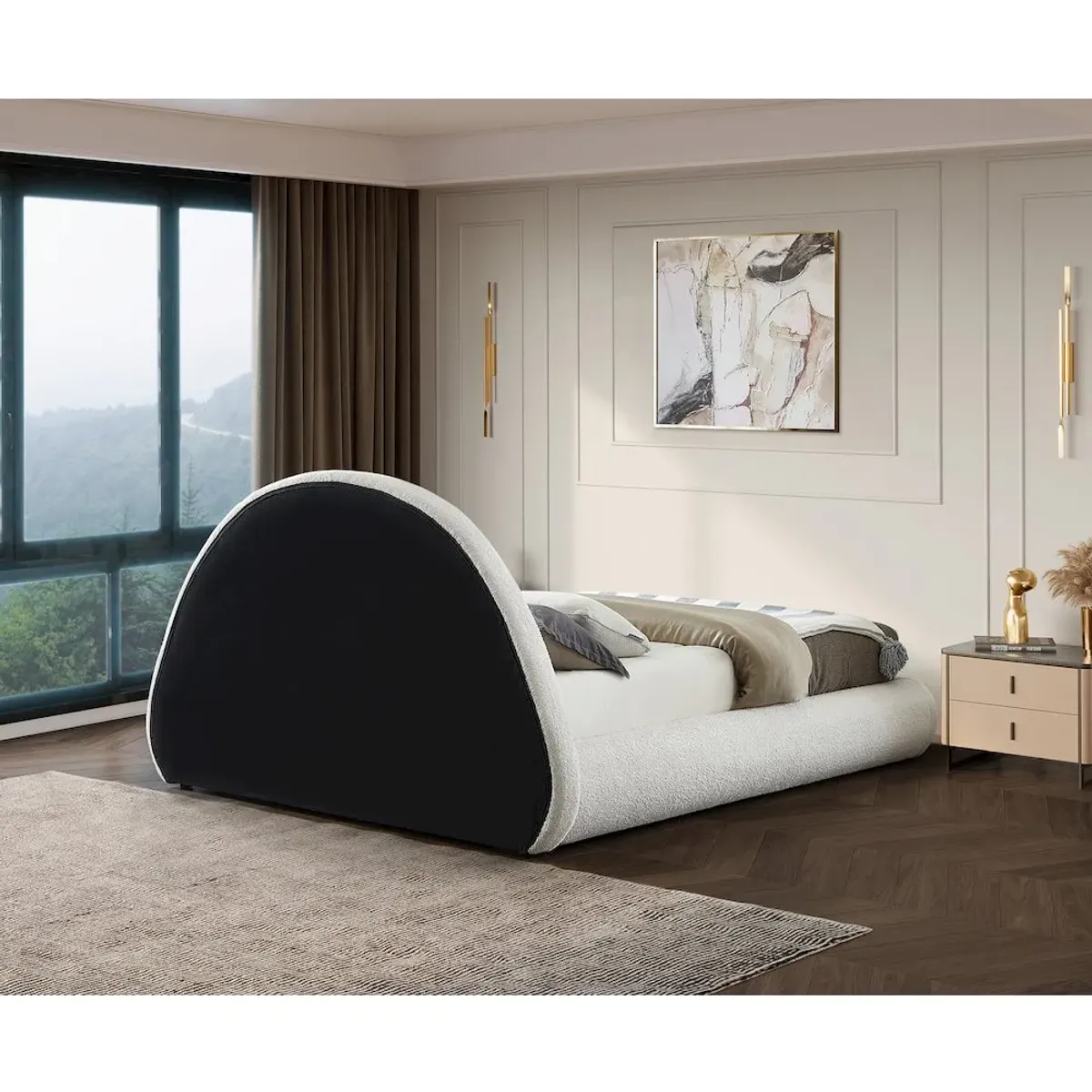 Meridian Furniture Rudy Cream Teddy Fabric King Bed