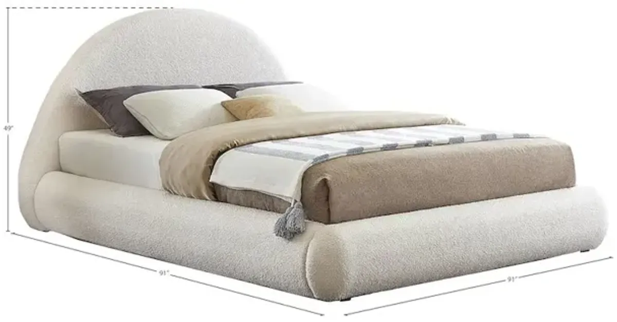 Meridian Furniture Rudy Cream Teddy Fabric King Bed