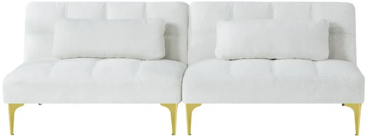 Convertible Sofa Bed Futon With Metal Legs Teddy Fabric