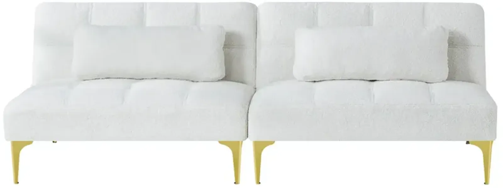 Convertible Sofa Bed Futon With Metal Legs Teddy Fabric