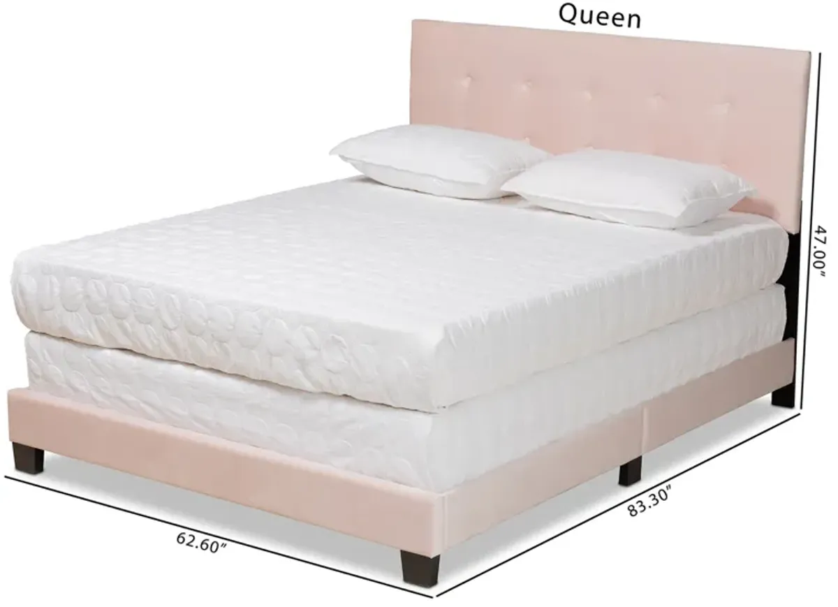 Baxton Studio Caprice Glam Navy Velvet Fabric Upholstered Queen Size Panel Bed