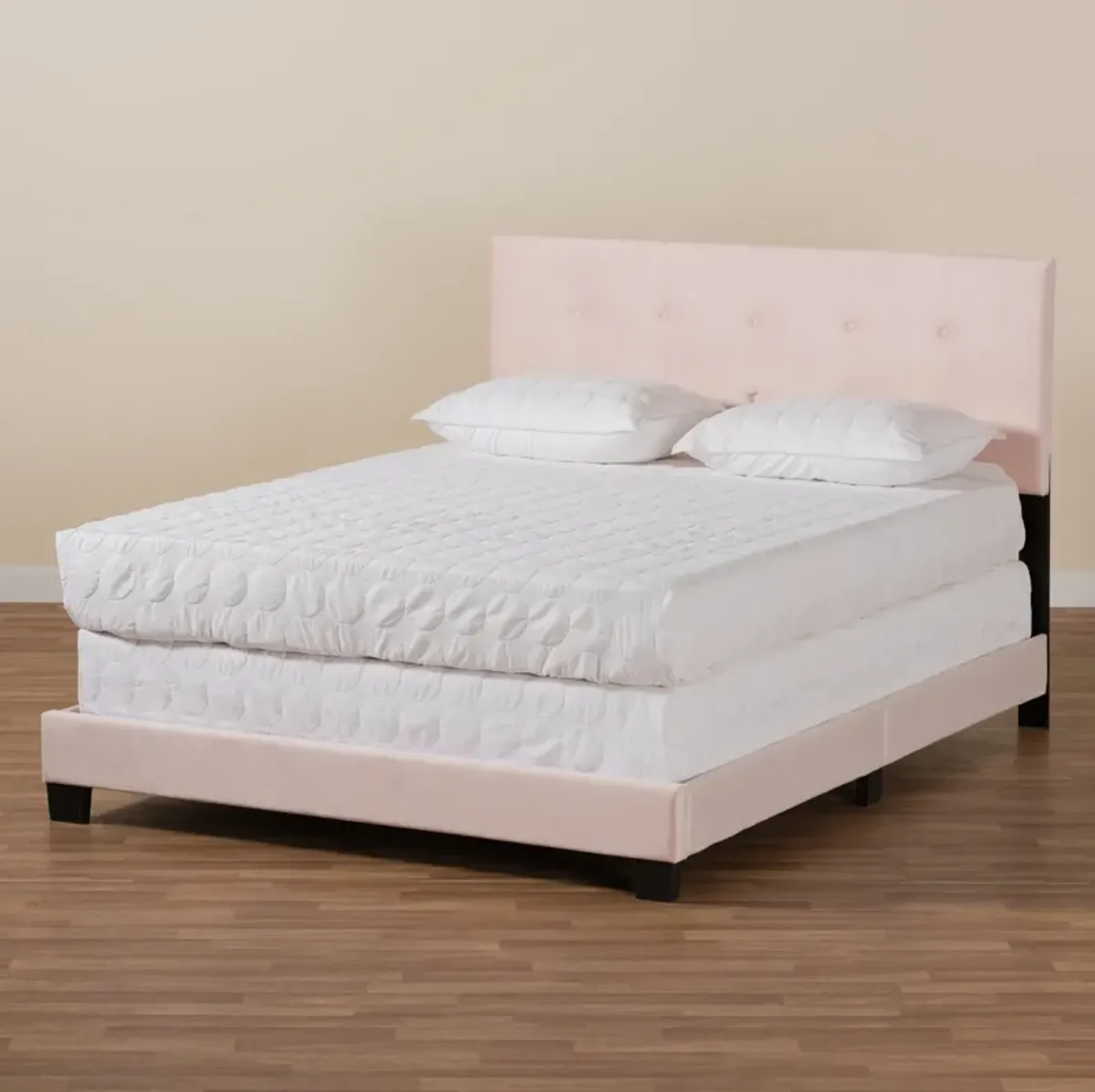 Baxton Studio Caprice Glam Navy Velvet Fabric Upholstered Queen Size Panel Bed