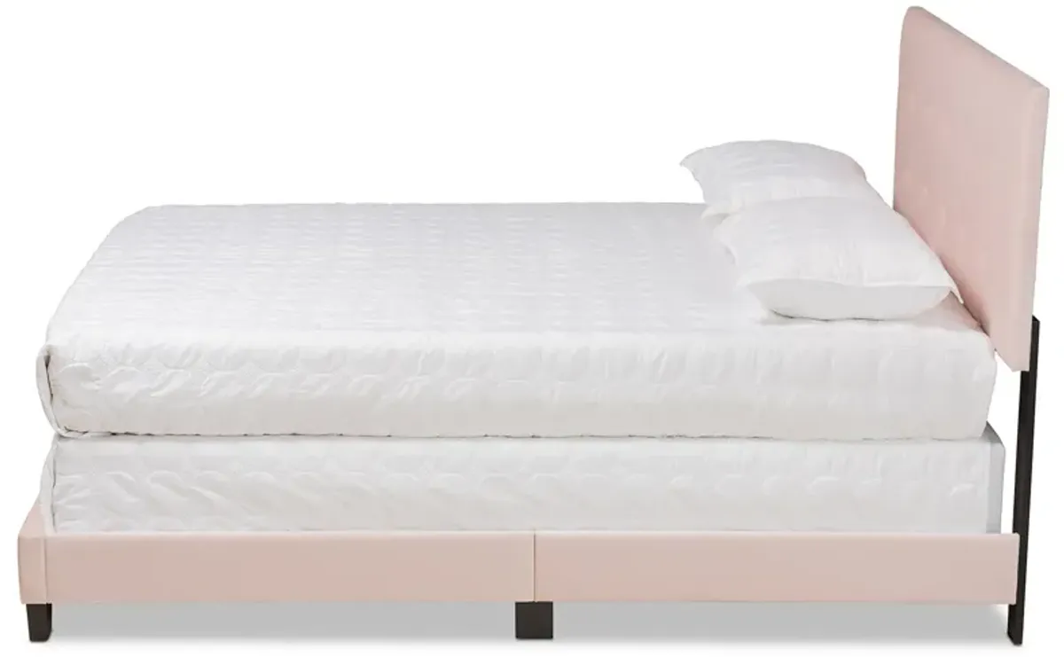 Baxton Studio Caprice Glam Navy Velvet Fabric Upholstered Queen Size Panel Bed