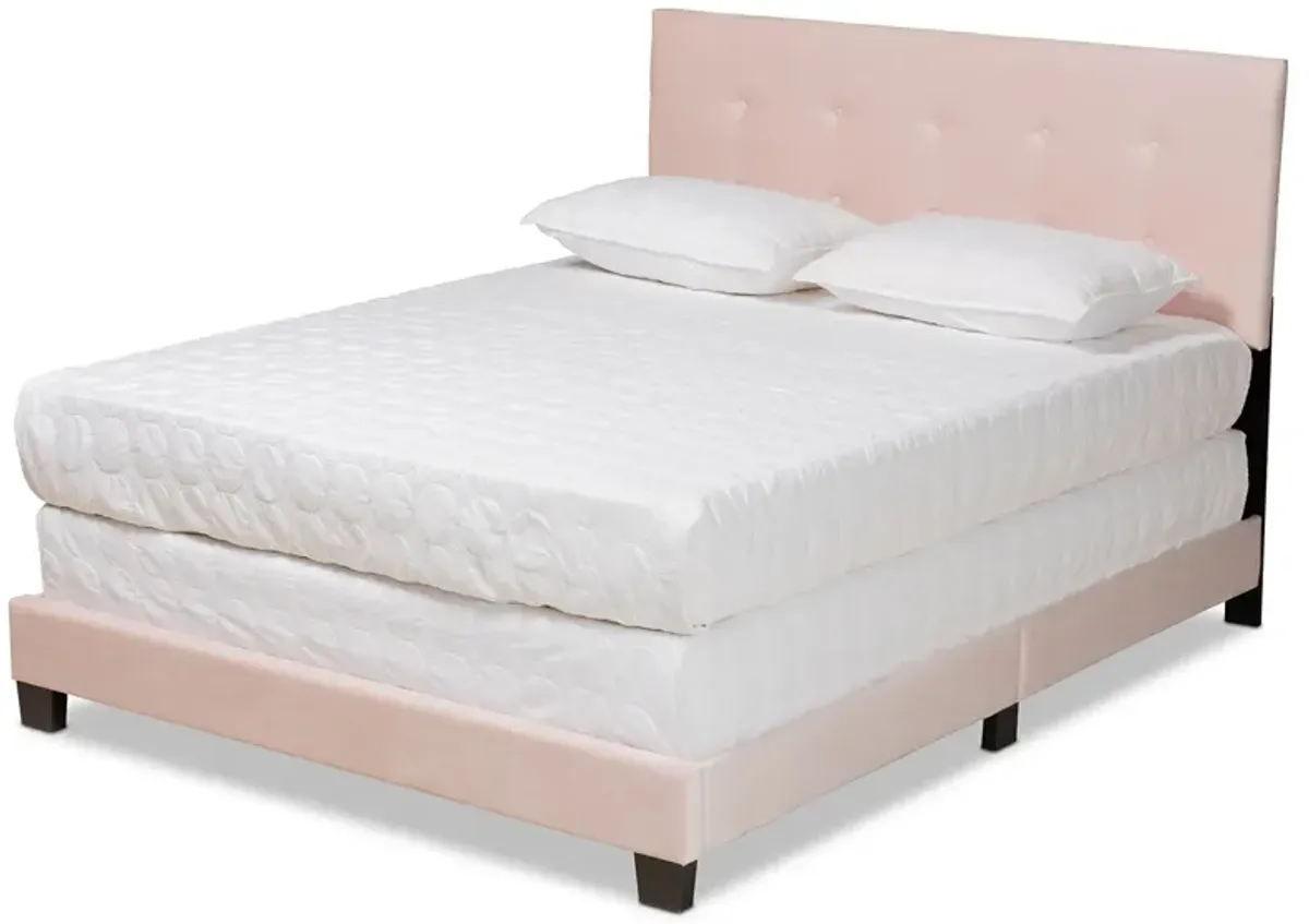 Baxton Studio Caprice Glam Navy Velvet Fabric Upholstered Queen Size Panel Bed