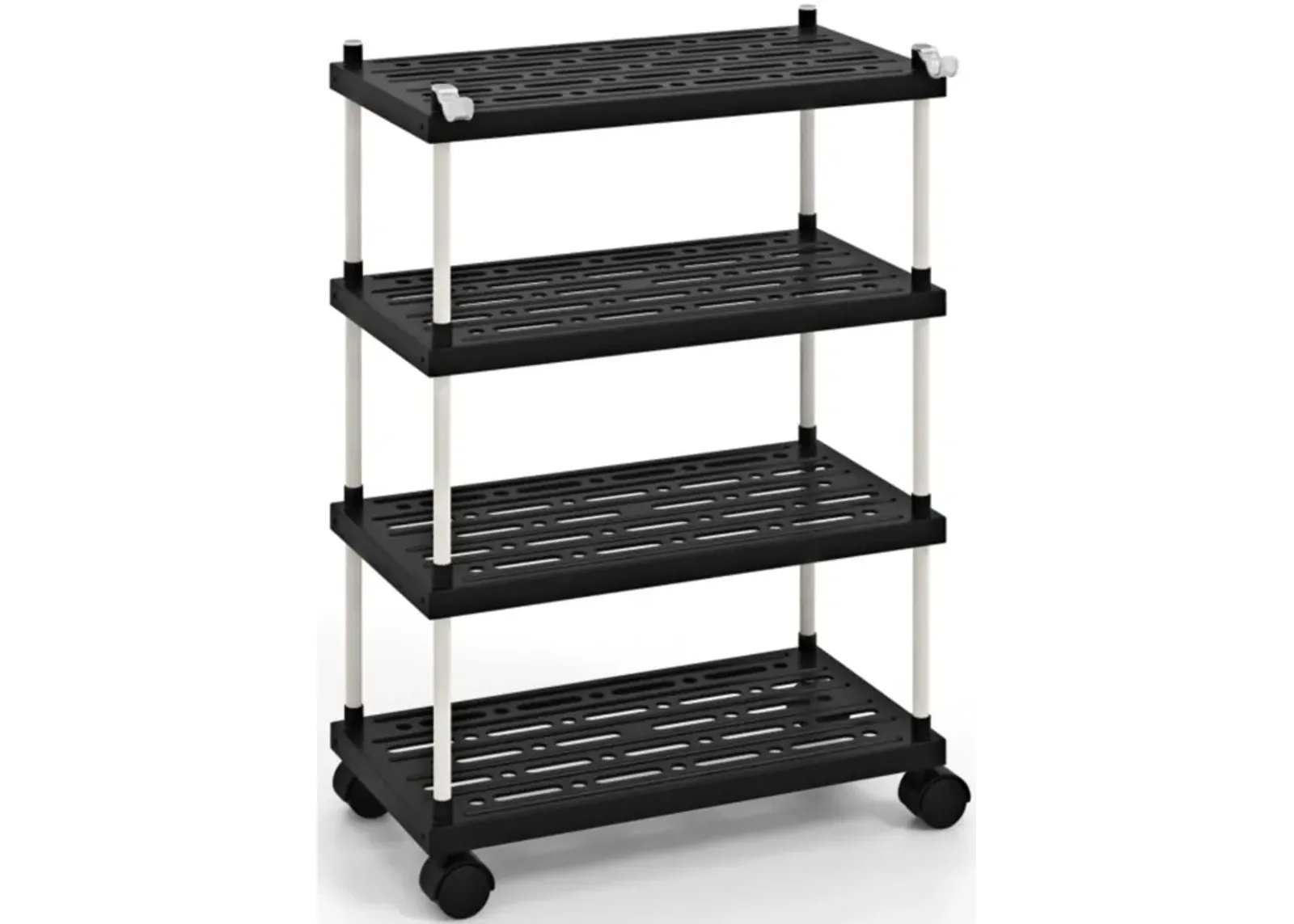 Hivvago 4-Tier Kitchen Slim Storage Cart with Lockable Wheels-Black