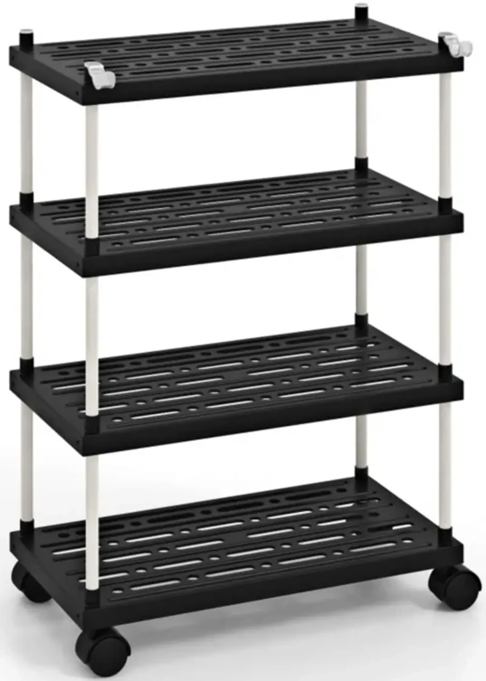 Hivvago 4-Tier Kitchen Slim Storage Cart with Lockable Wheels-Black