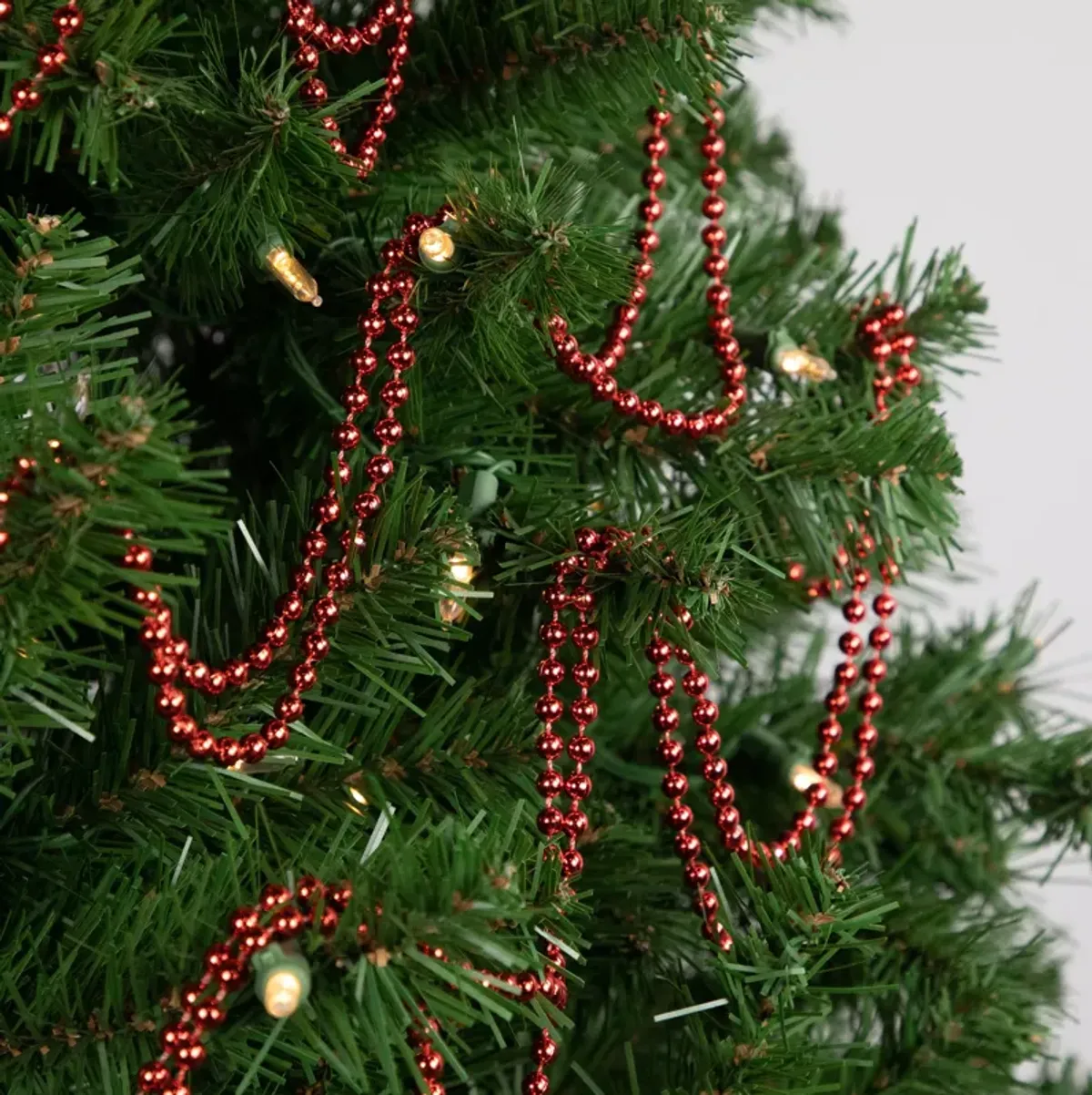 15' Shiny Crimson Red Beaded Christmas Garland - Unlit