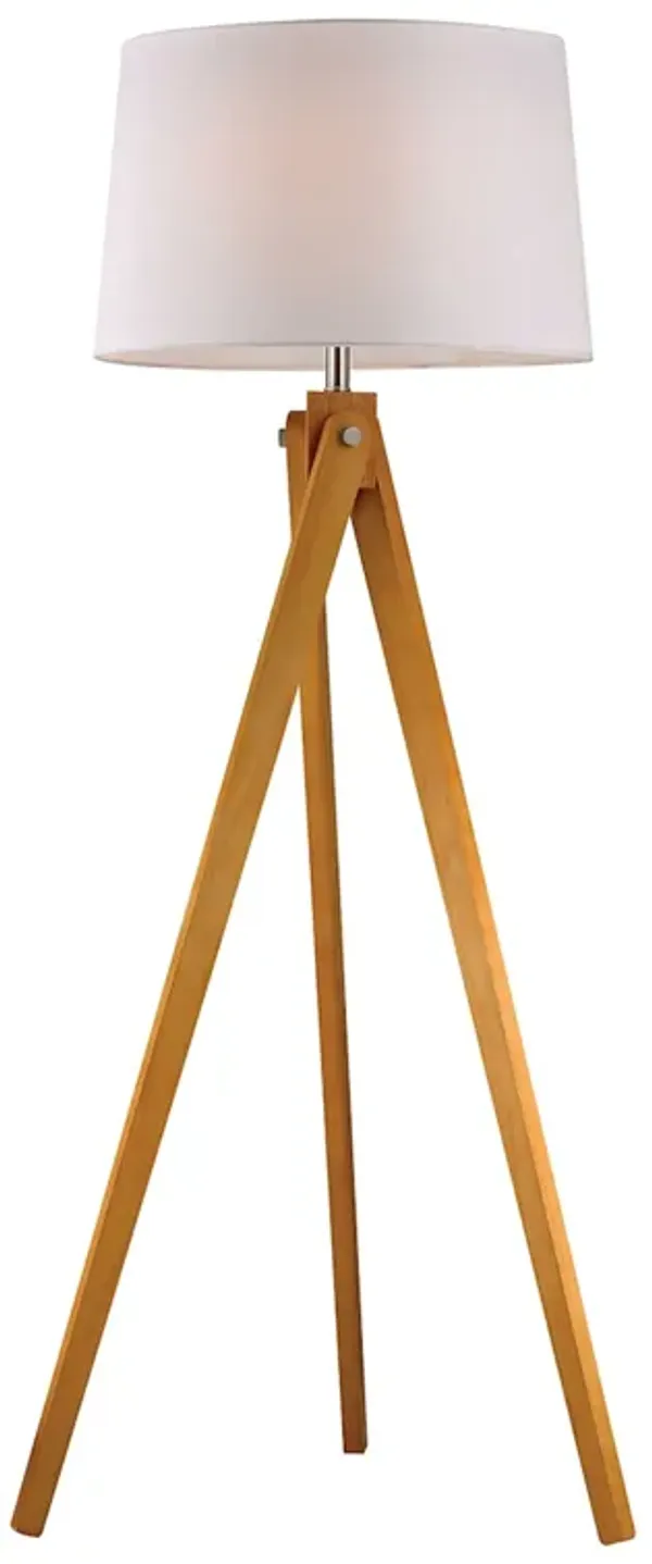 Wooden Tripod 1-Light Floor Lamp-LED