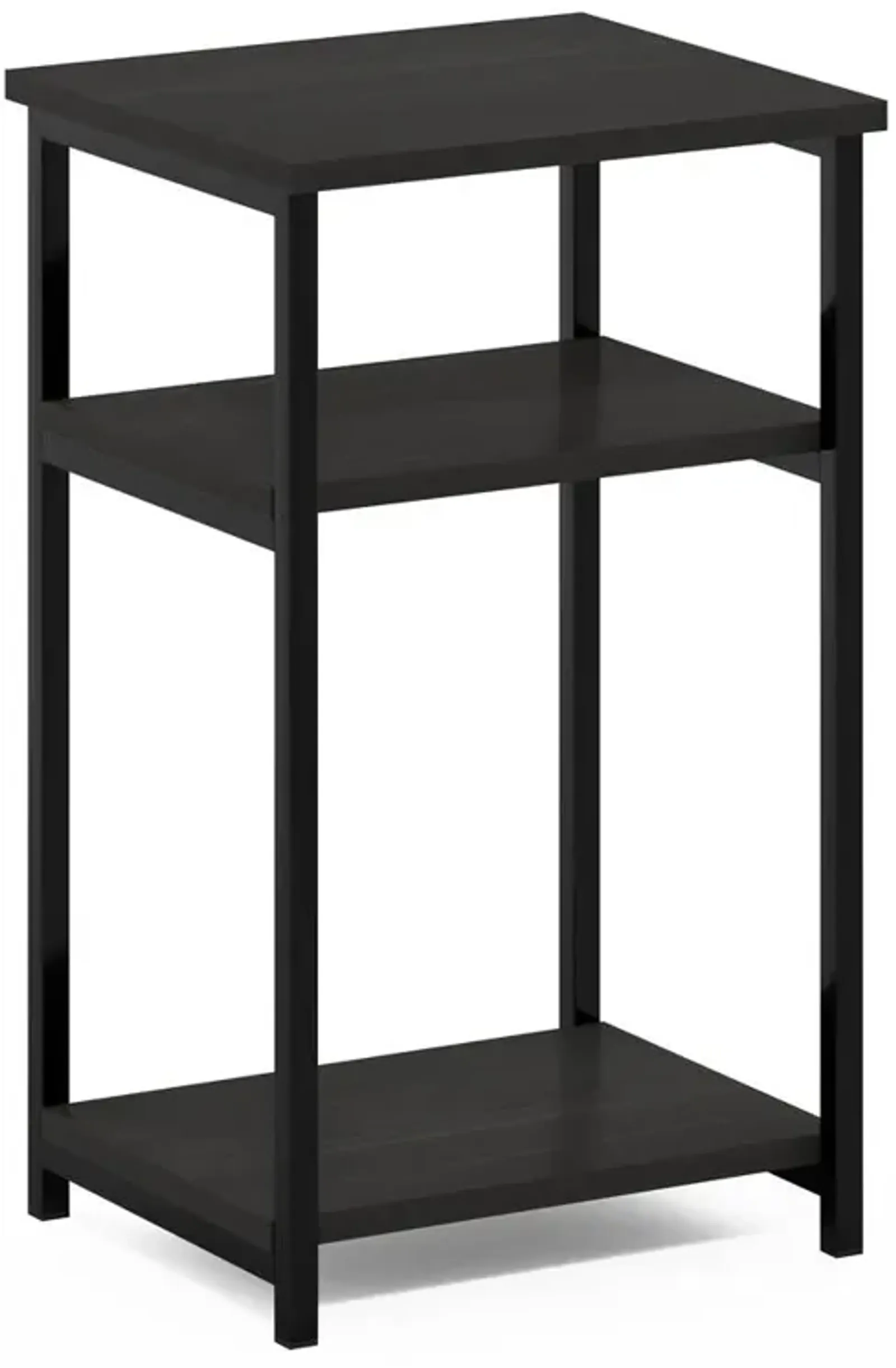 Furinno Just 3-Tier Industrial Metal Frame End Table with Storage Shelves, 1-Pack, Espresso