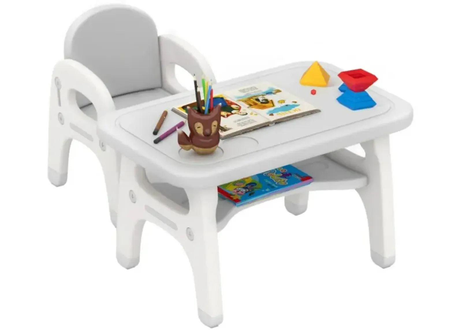 Kids Activity Table and Chair Set with Montessori Toys for Preschool and Kindergarten